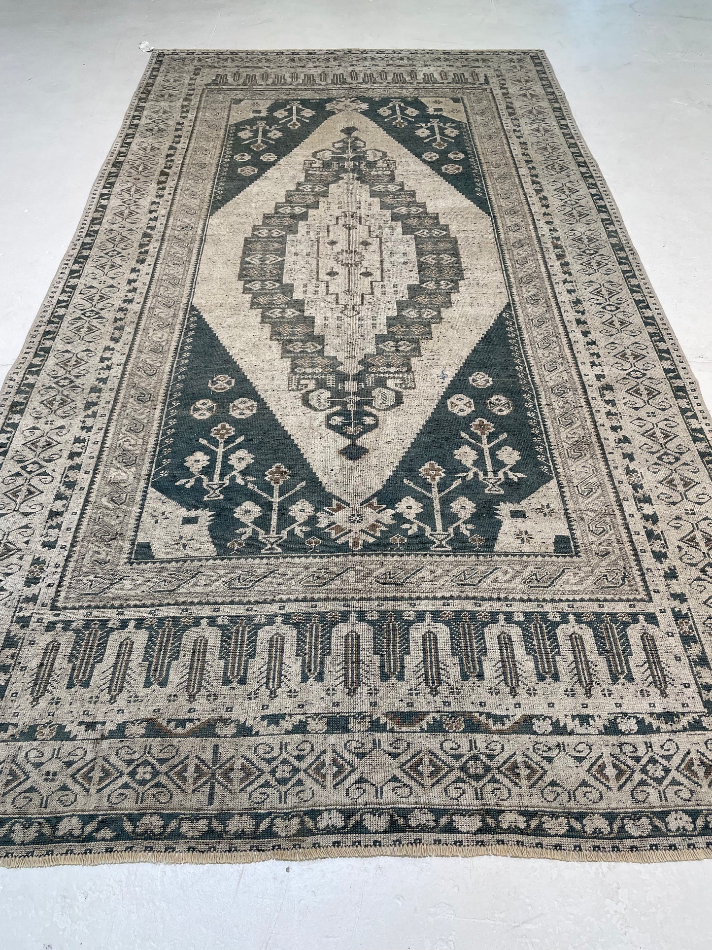 Hand-Knotted Wool Gallery Size Turkish Oushak 5'7" x 10'5"