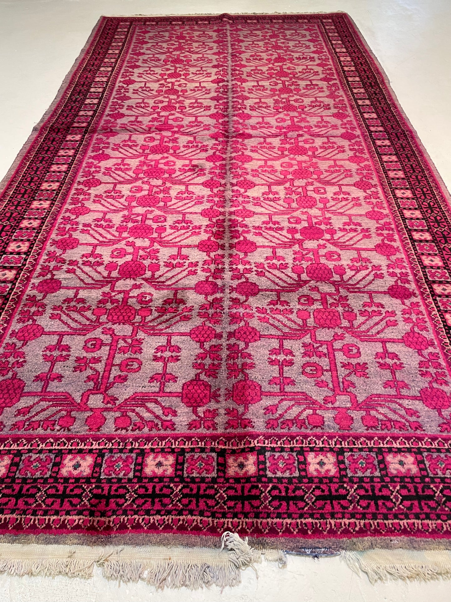 Hand-Knotted Wool Gallery Size Khotan Samarkand Collectible 6'7" x 13'