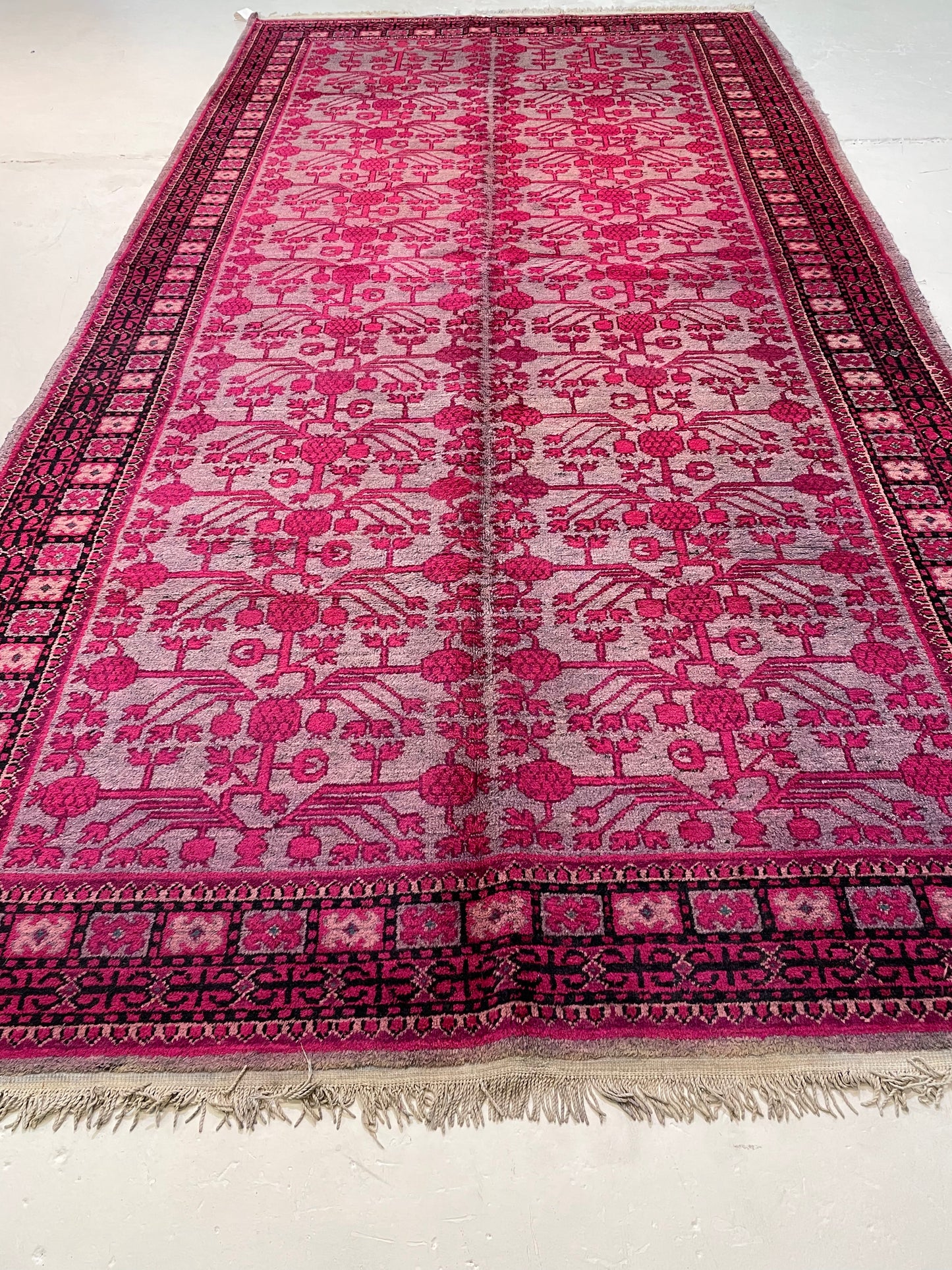 Hand-Knotted Wool Gallery Size Khotan Samarkand Collectible 6'7" x 13'