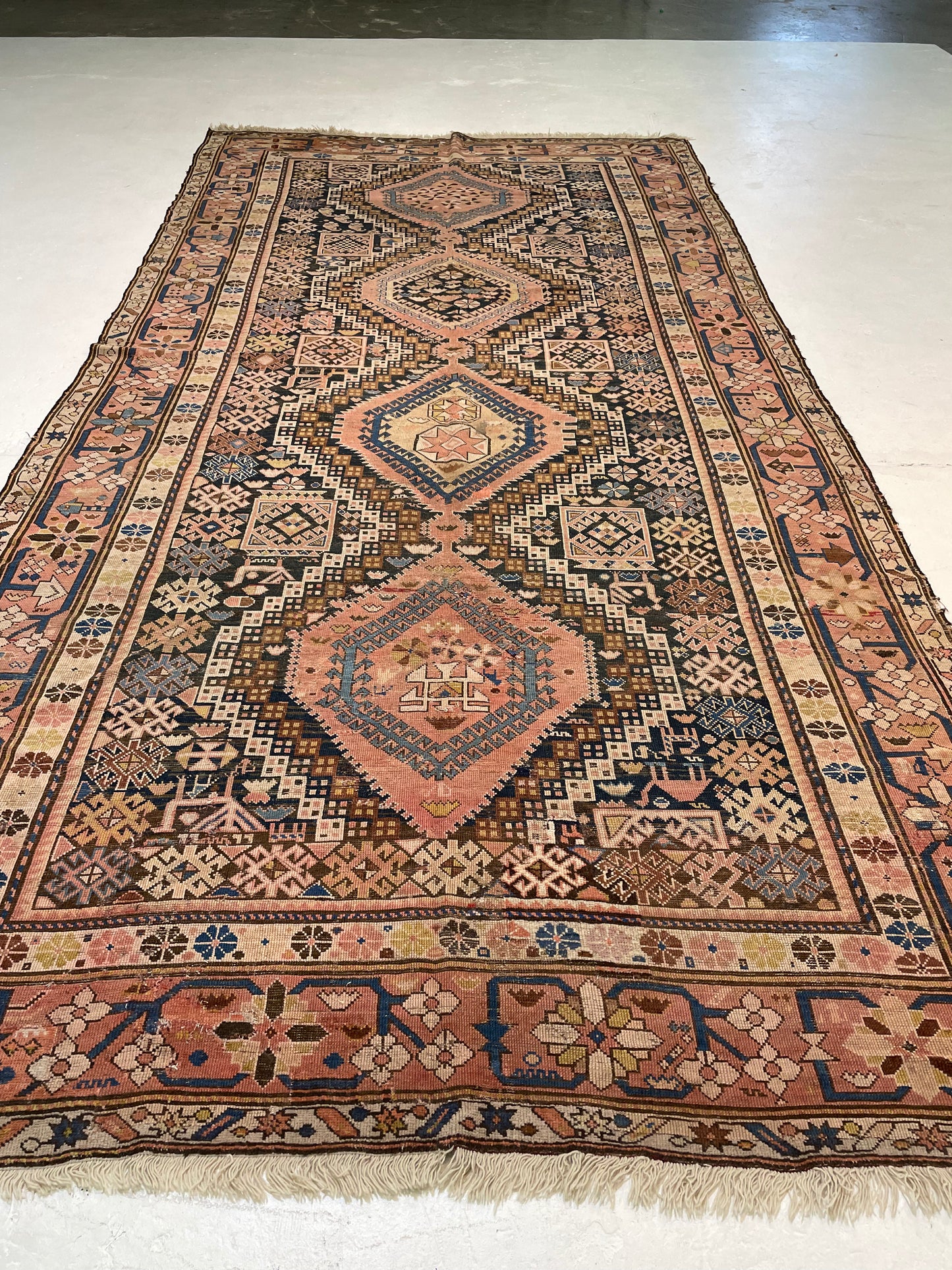 Antique Hand-Knotted Wool Gallery Size Kurdish Malayer Collectible 6'3" x 12'6"