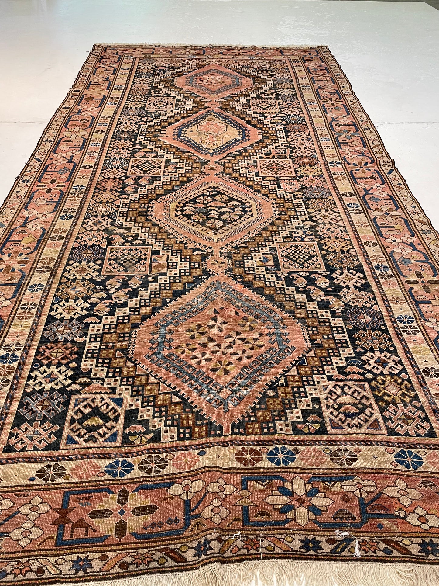 Antique Hand-Knotted Wool Gallery Size Kurdish Malayer Collectible 6'3" x 12'6"