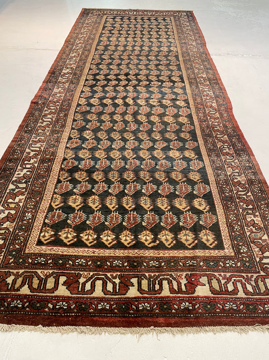 Antique Hand-Knotted Wool Gallery Size Kurdish Malayer Collectible 5'1" x 13'4"