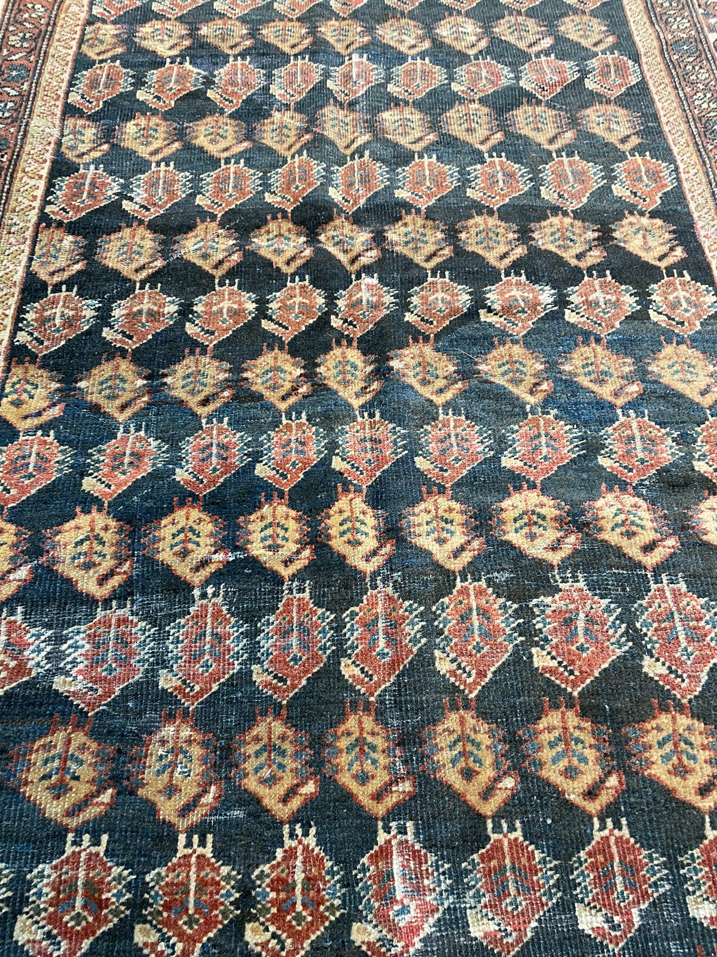 Antique Hand-Knotted Wool Gallery Size Kurdish Malayer Collectible 5'1" x 13'4"