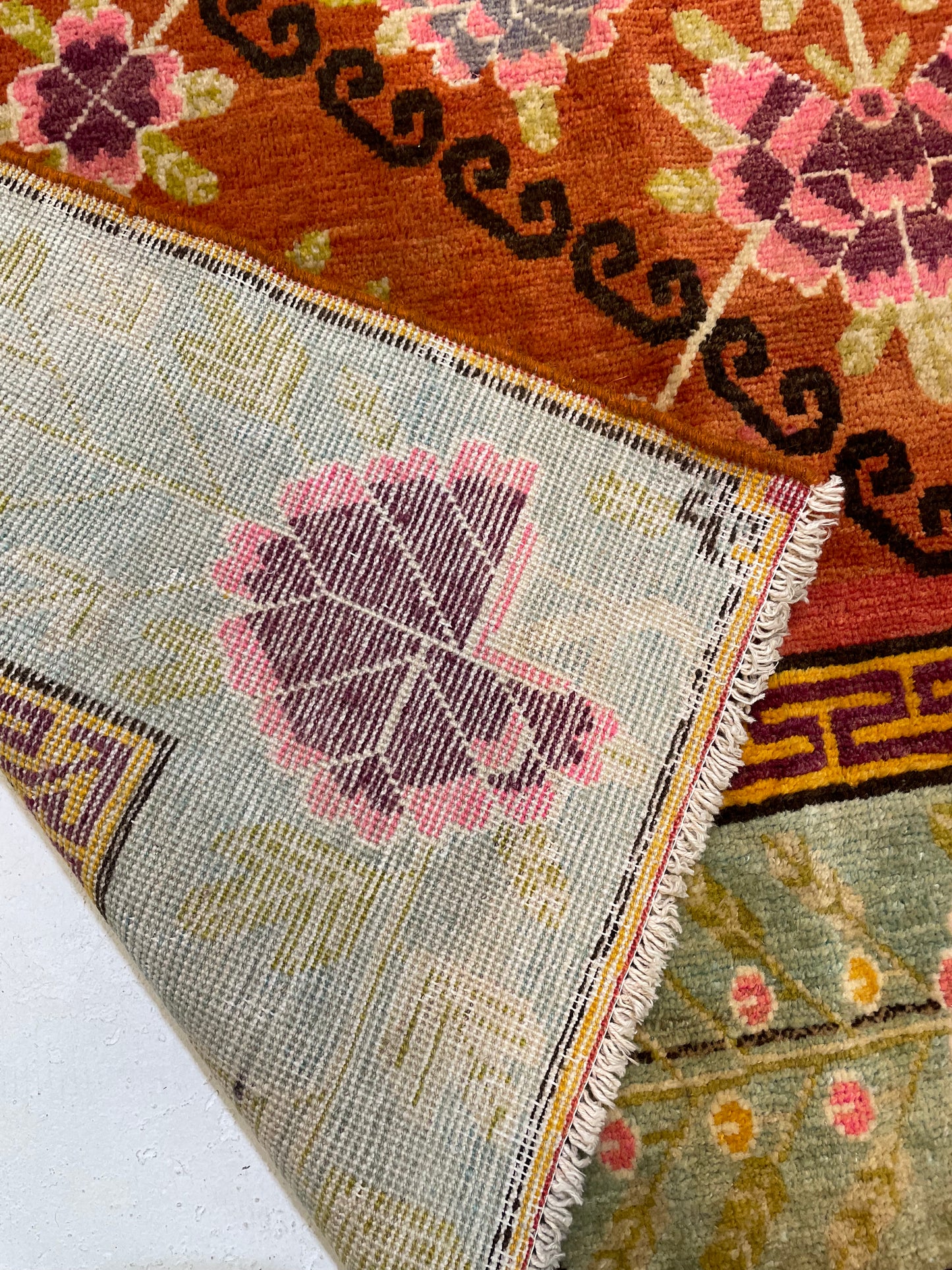Antique Hand-Knotted Wool Gallery Size Khotan Samarkand Collectible 5' x 9'1"