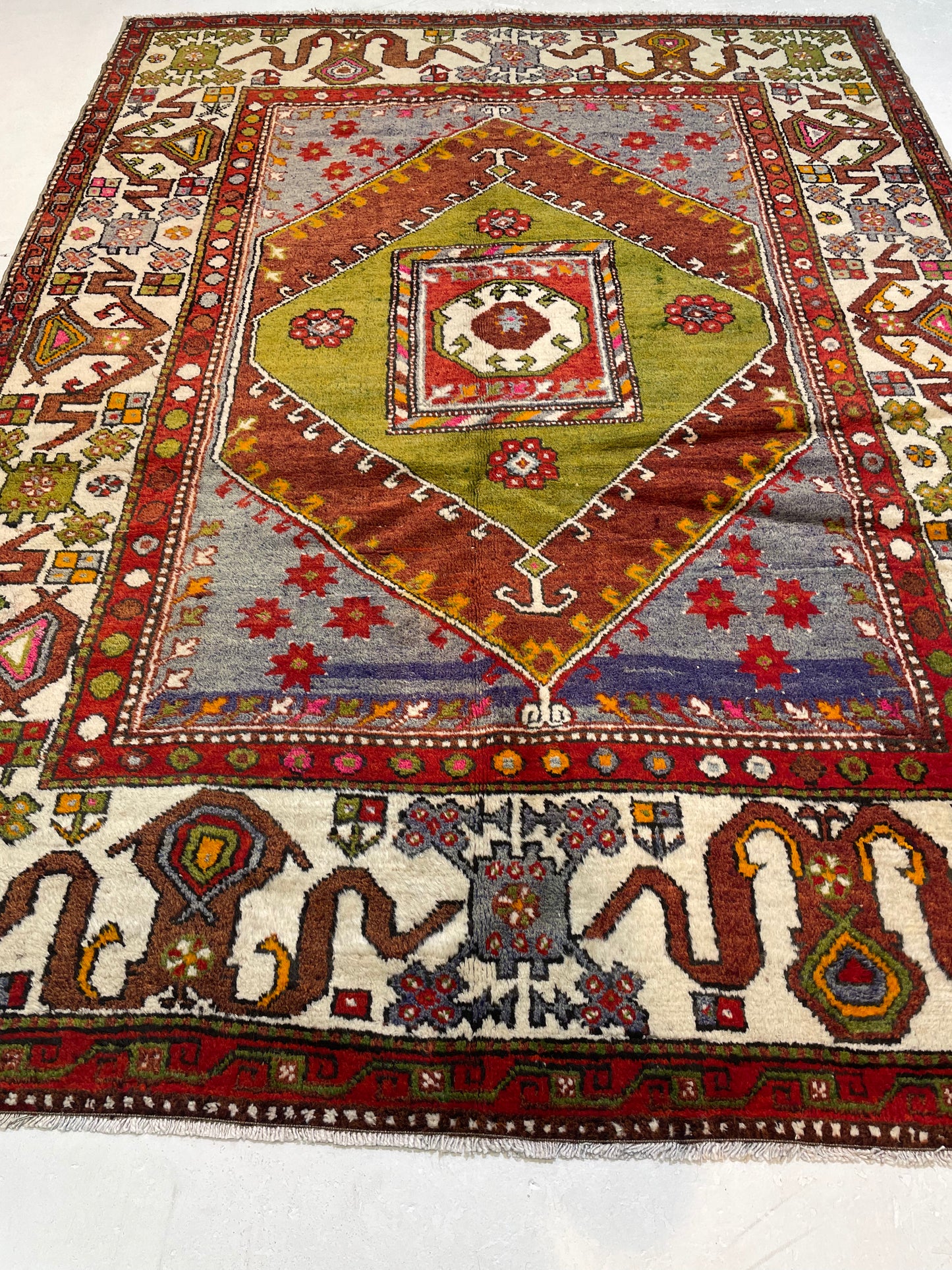 Antique Hand-Knotted Wool Gallery Size Khotan Samarkand Collectible 5'11" x 8'2"
