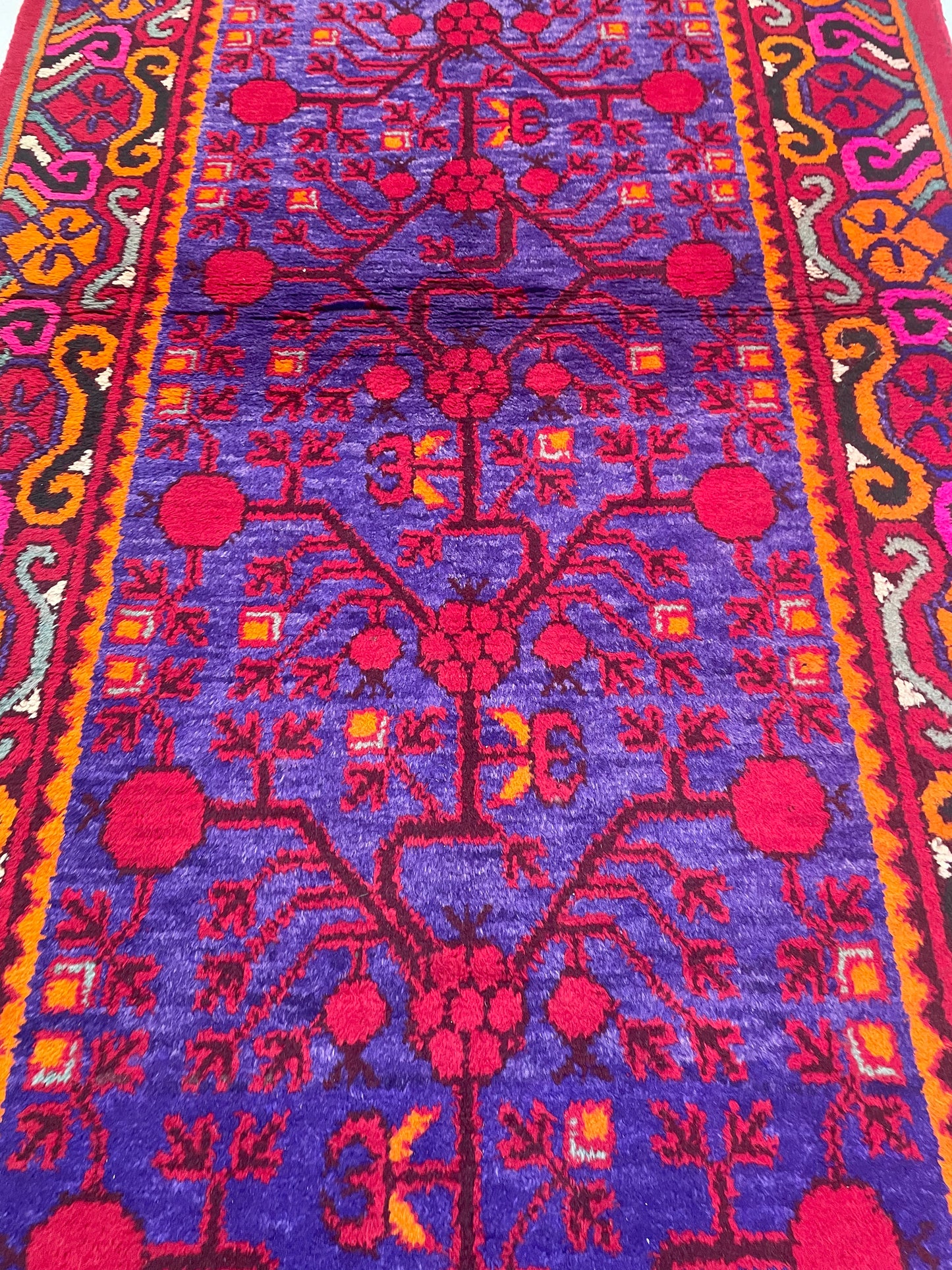 Antique Hand-Knotted Wool Gallery Size Khotan Samarkand Collectible 3'11" x 13'2"