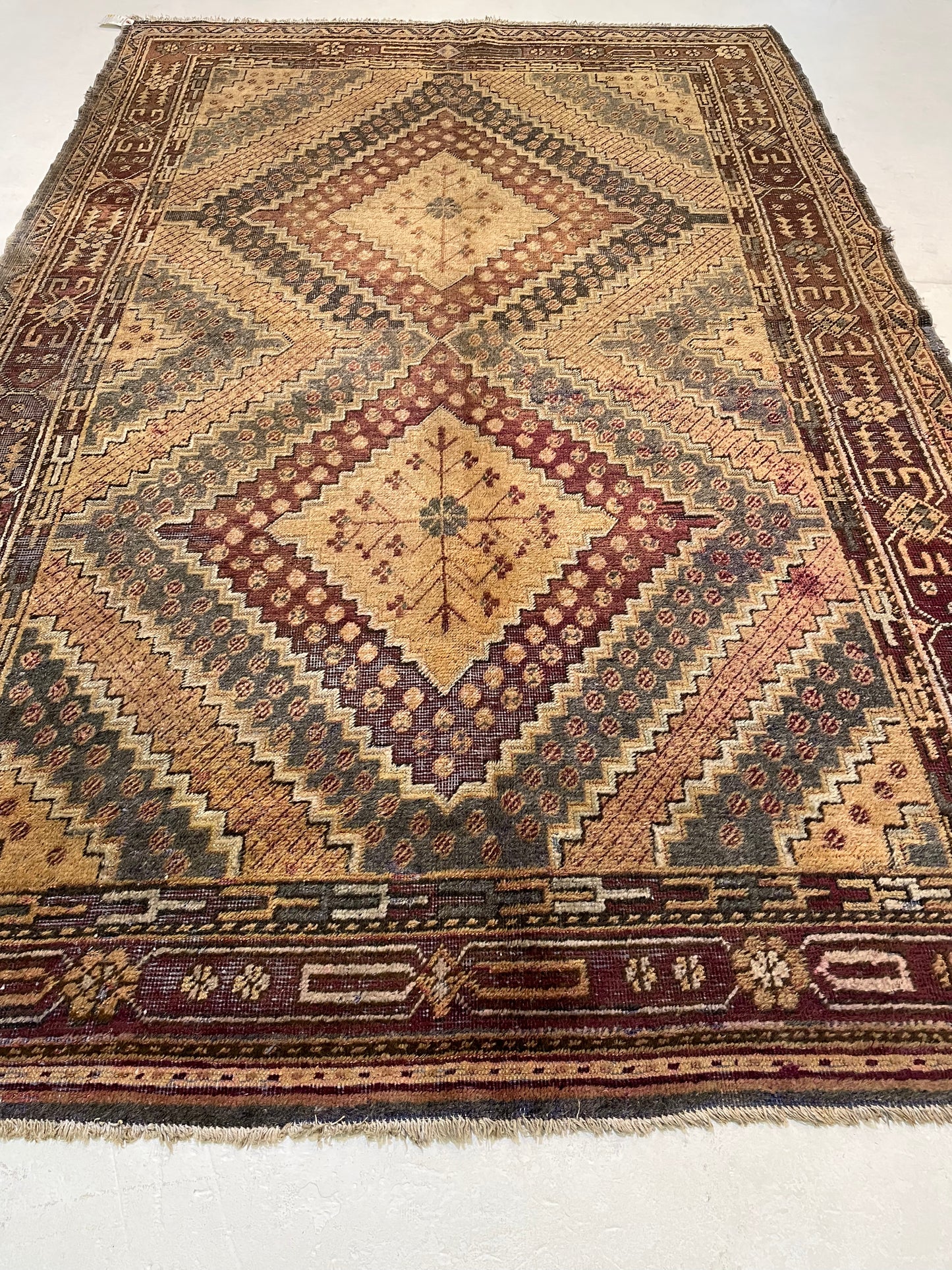 Antique Hand-Knotted Wool Gallery Size Khotan Samarkand Collectible 5'10" x 8'10"