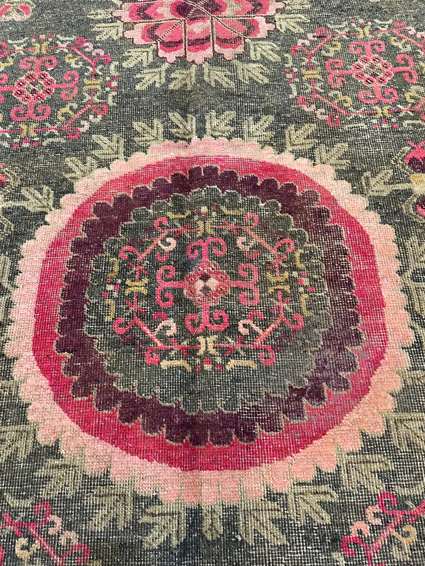 Antique Hand-Knotted Wool Gallery Size Khotan Samarkand Collectible 4'4" x 8'8"