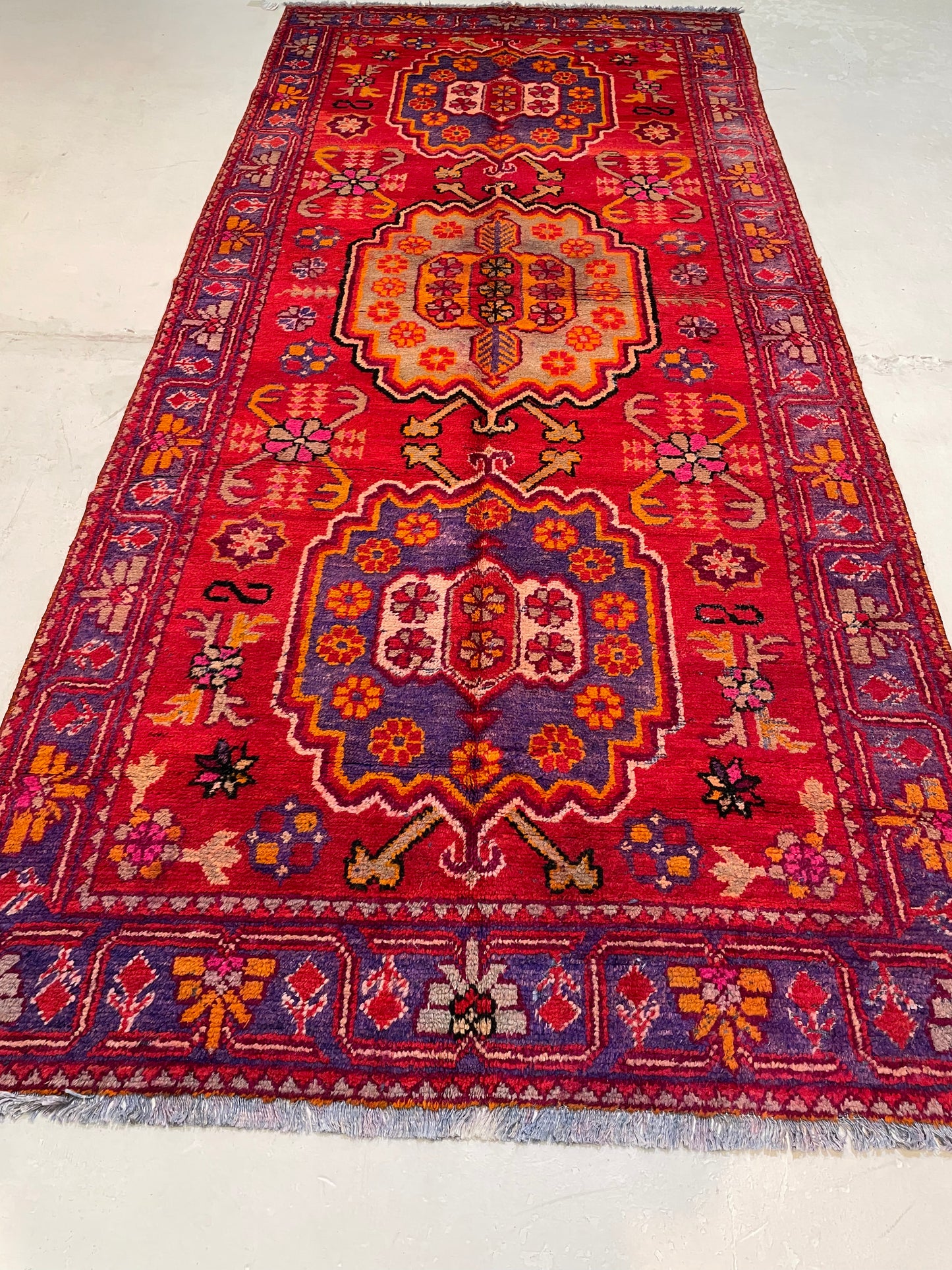 Antique Hand-Knotted Wool Gallery Size Khotan Samarkand Collectible 4'3" x 9'7"