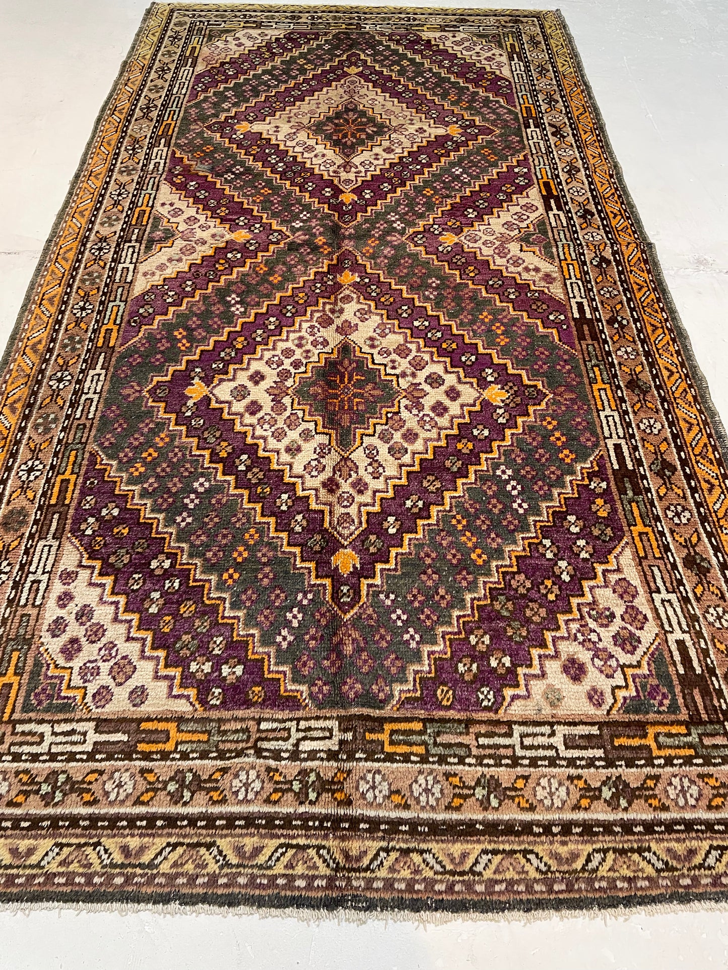 Antique Hand-Knotted Wool Gallery Size Khotan Samarkand Collectible 4'6" x 8'9"