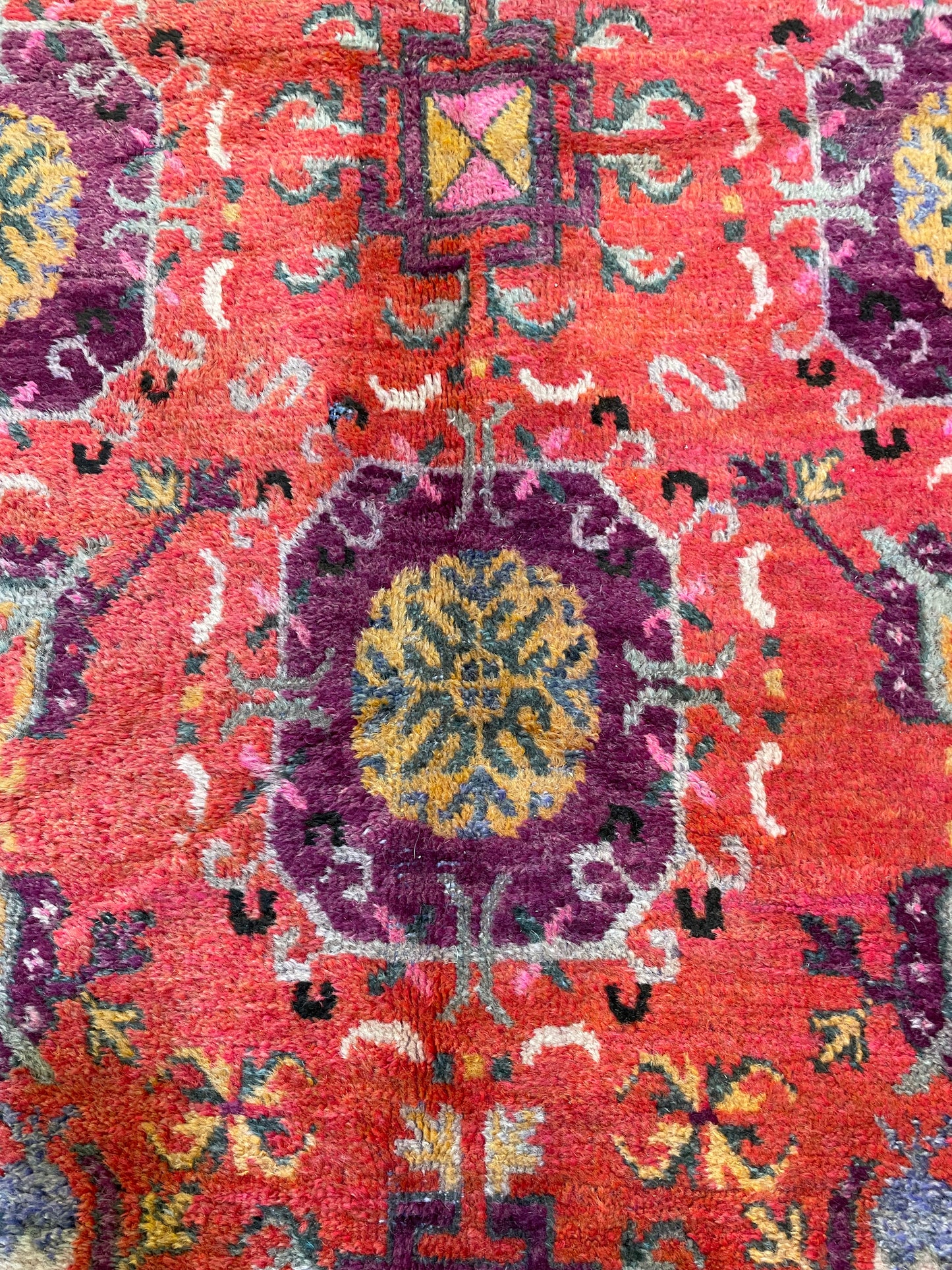 Antique Hand-Knotted Wool Gallery Size Khotan Samarkand Collectible 5'1" x 10'6"