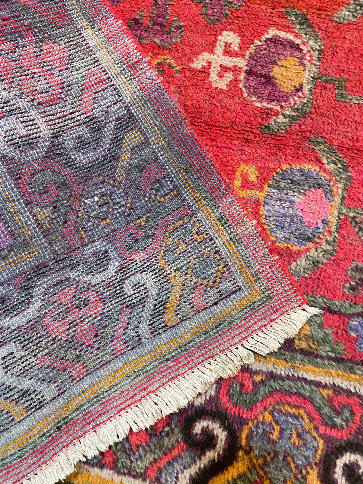 Antique Hand-Knotted Wool Gallery Size Khotan Samarkand Collectible 5'1" x 10'6"