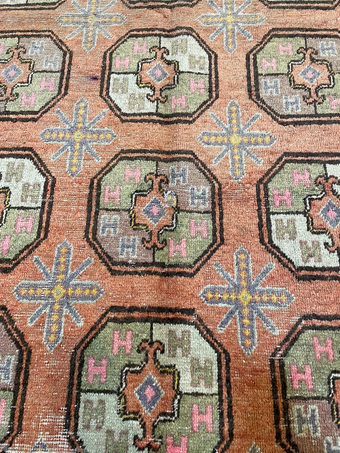 Antique Hand-Knotted Wool Gallery Size Khotan Samarkand Collectible 4'4" x 10'5"