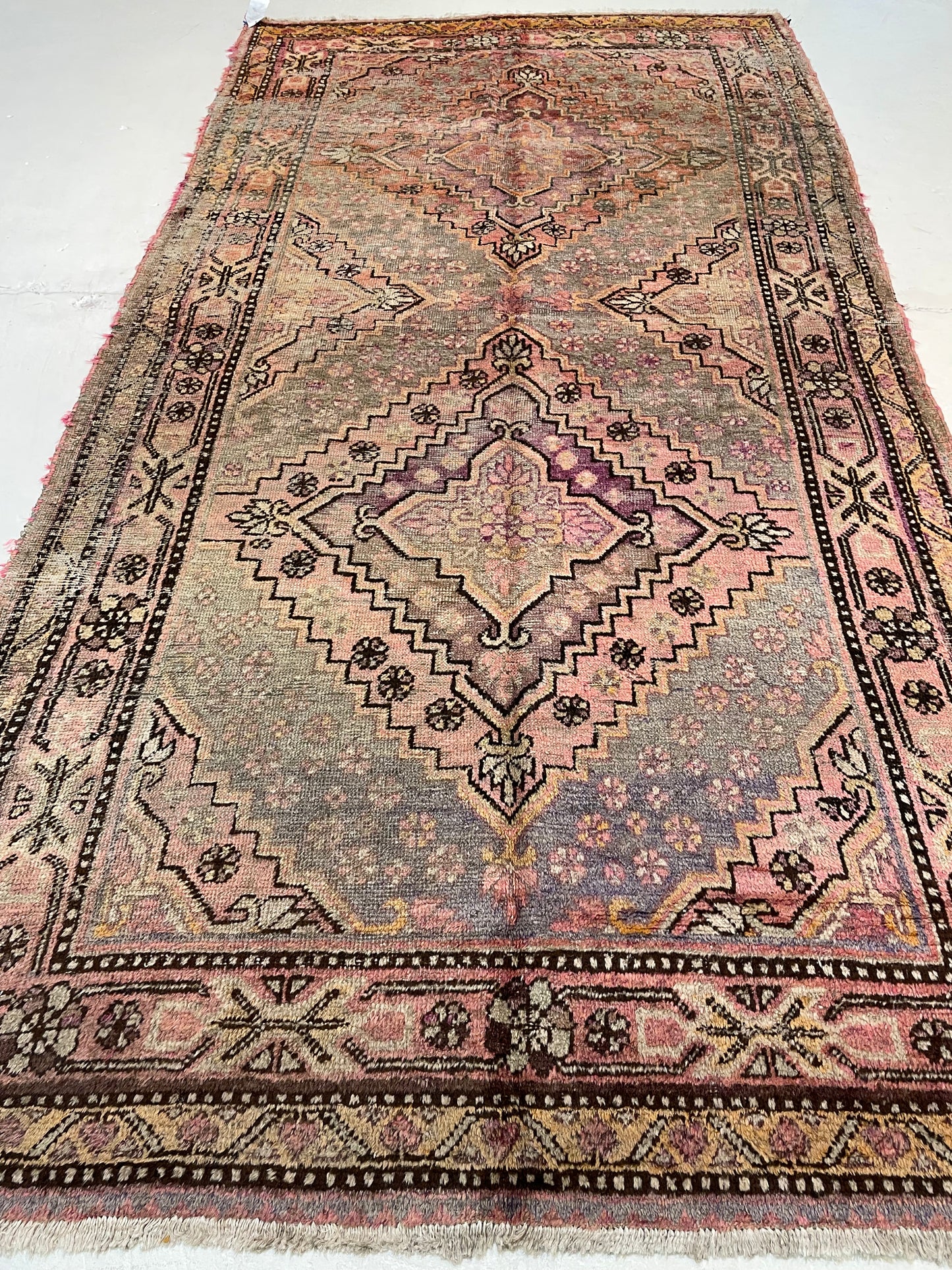 Antique Hand-Knotted Wool Gallery Size Khotan Samarkand Collectible 4'10" x 9'5"