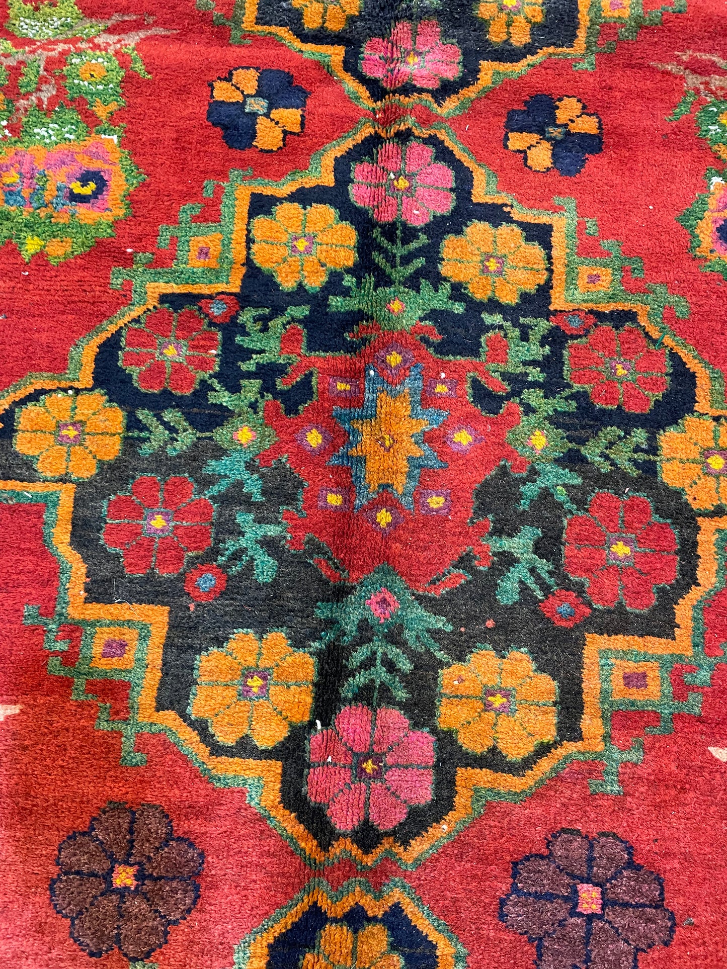 Antique Hand-Knotted Wool Gallery Size Khotan Samarkand Collectible 5'3" x 10'6"