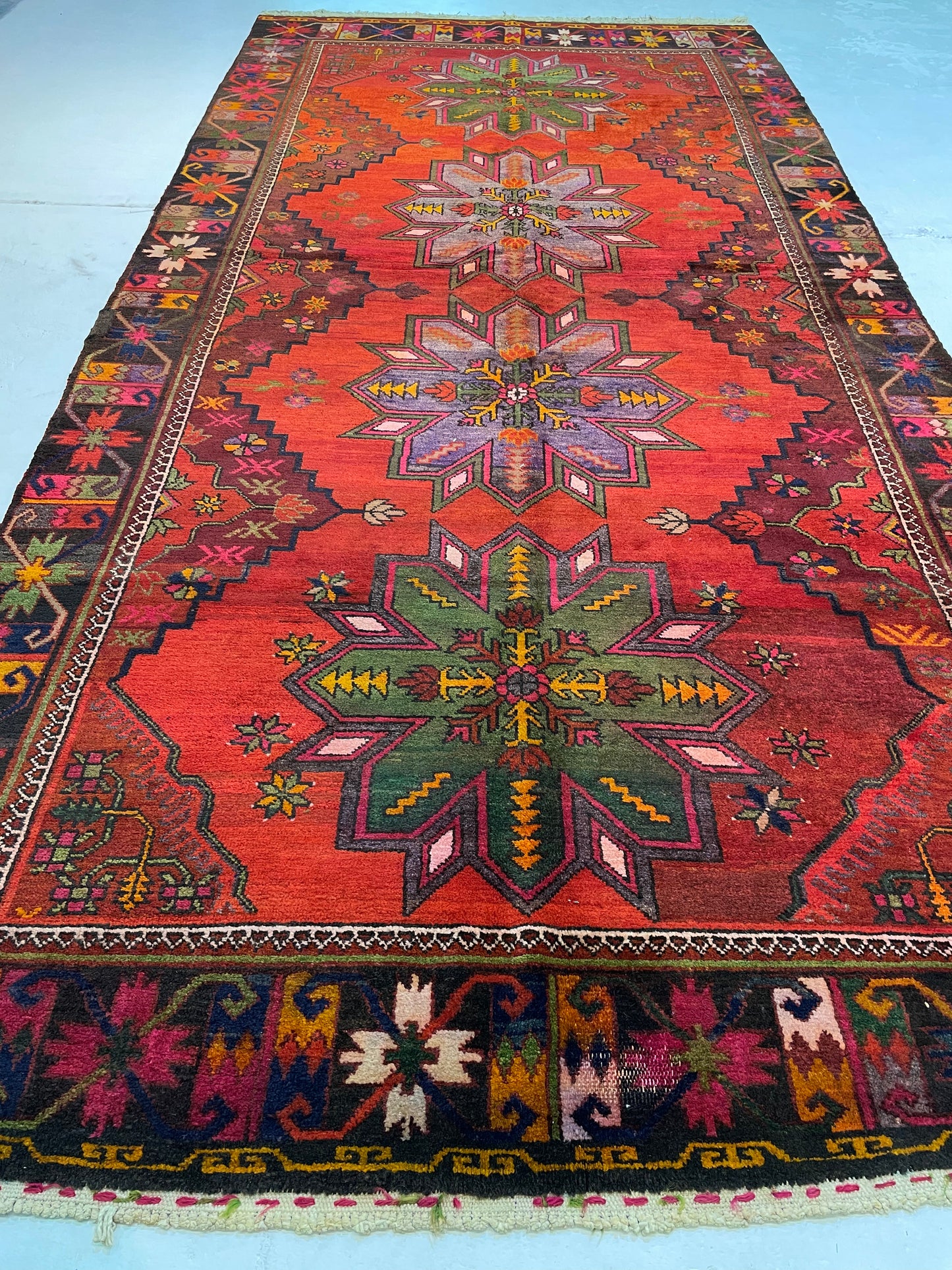 Antique Hand-Knotted Wool Gallery Size Khotan Samarkand Collectible 6'6" x 14'
