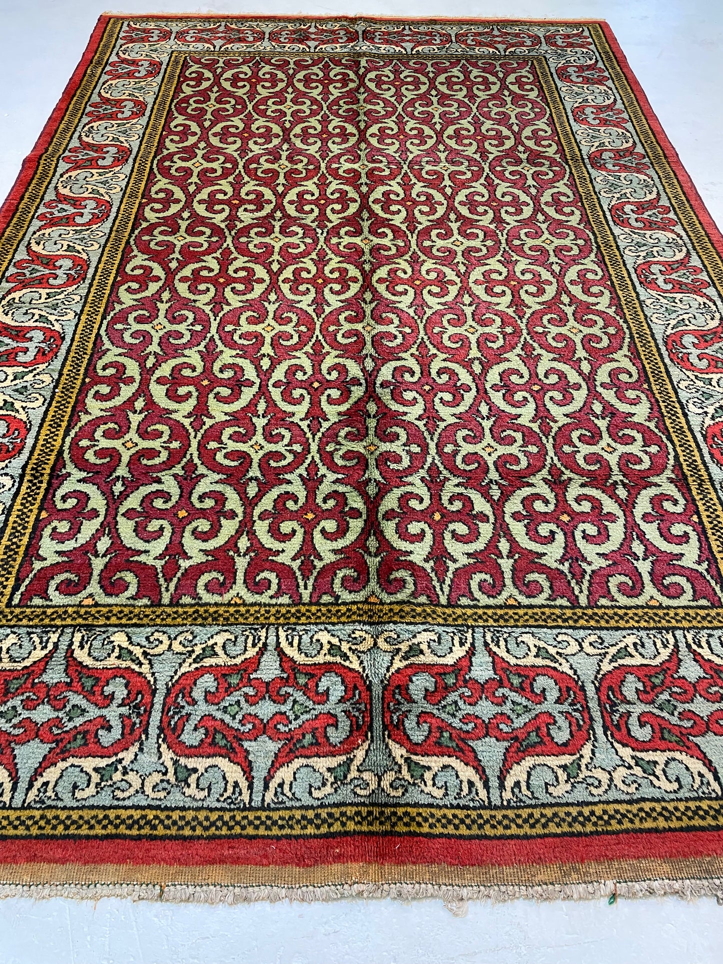 Antique Hand-Knotted Wool Gallery Size Khotan Samarkand Collectible 6'5" x 10'1"