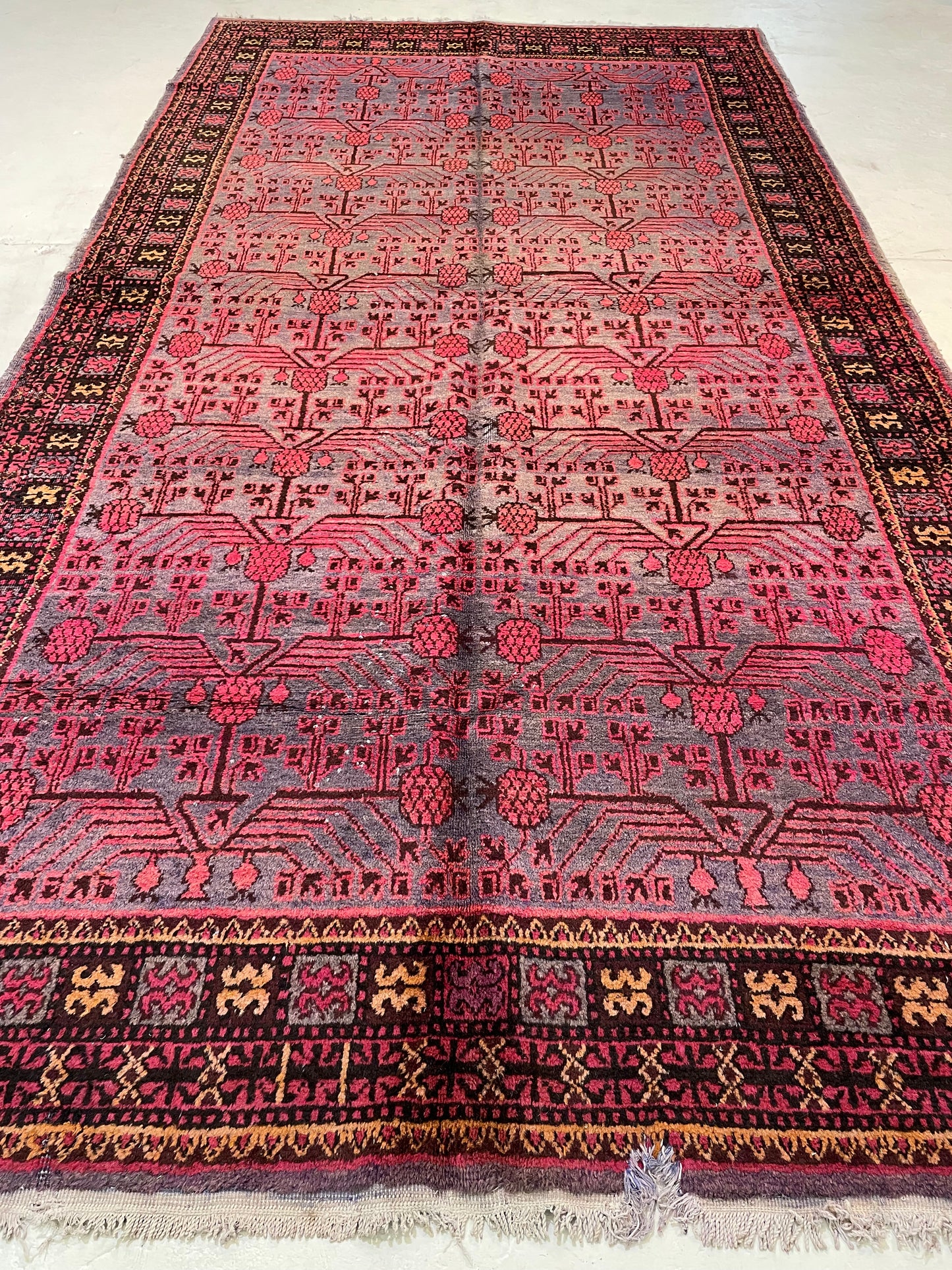 Antique Hand-Knotted Wool Gallery Size Khotan Samarkand Collectible 6'5" x 12'6"