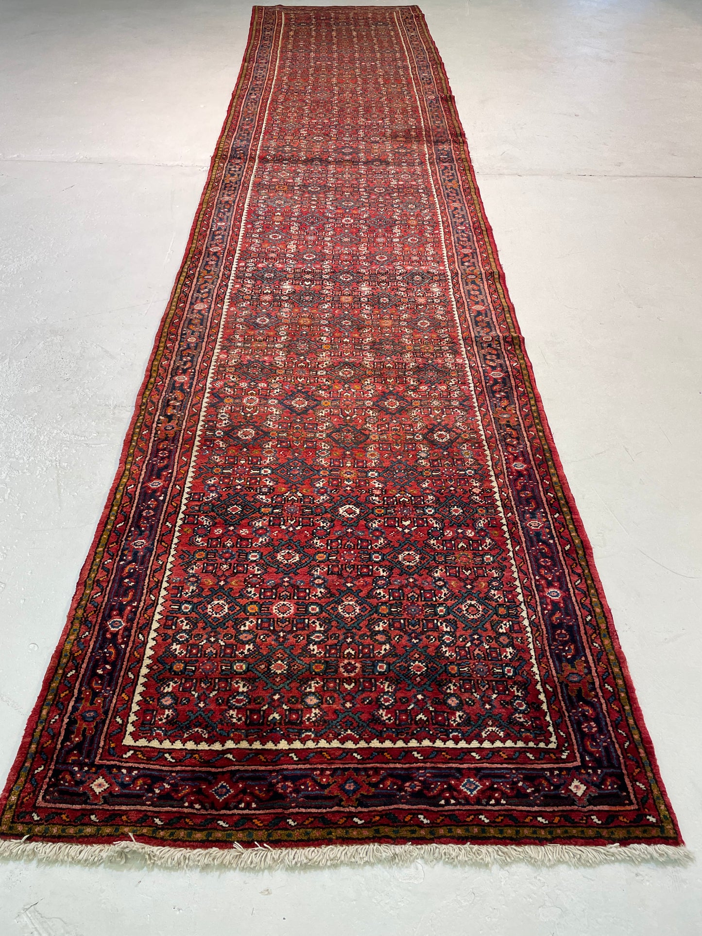 Antique Hand-Knotted Wool Gallery Size Hamedan 3'6" x 16'7"
