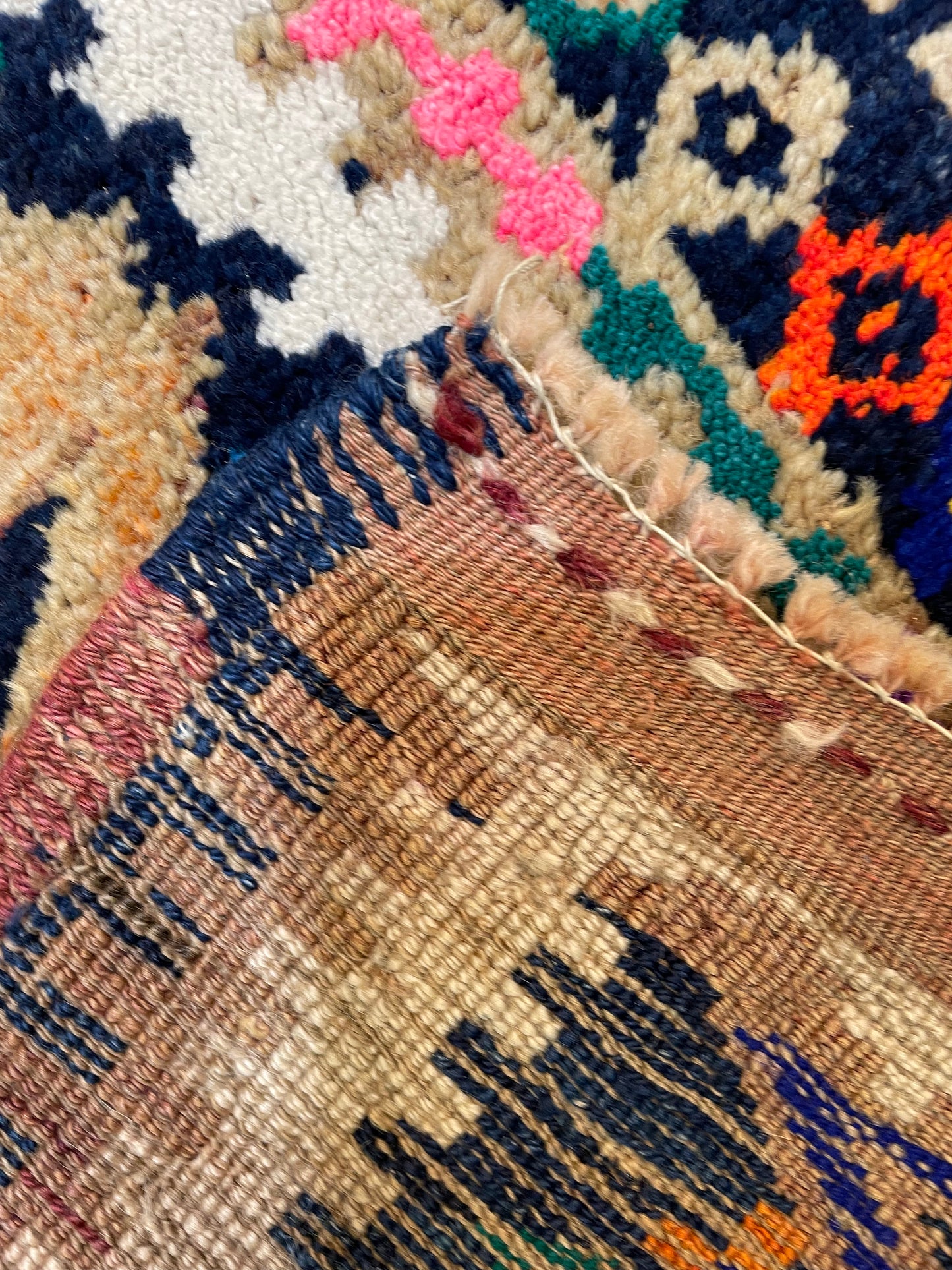 Hand-Knotted Wool Runner Turkish Oushak 3'5" x 12'