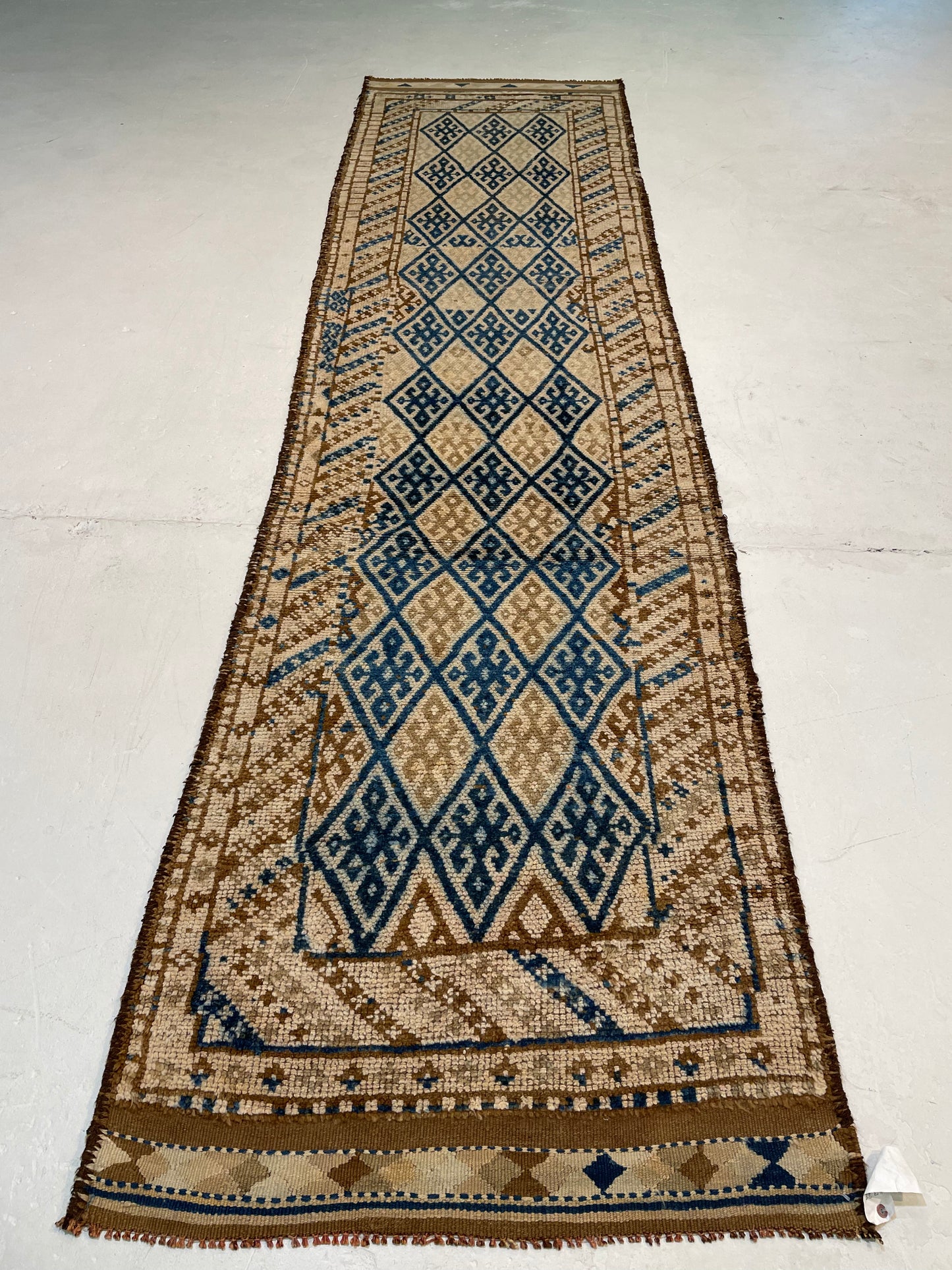 Hand-Knotted Wool Runner Turkish Oushak 3' x 11'8"