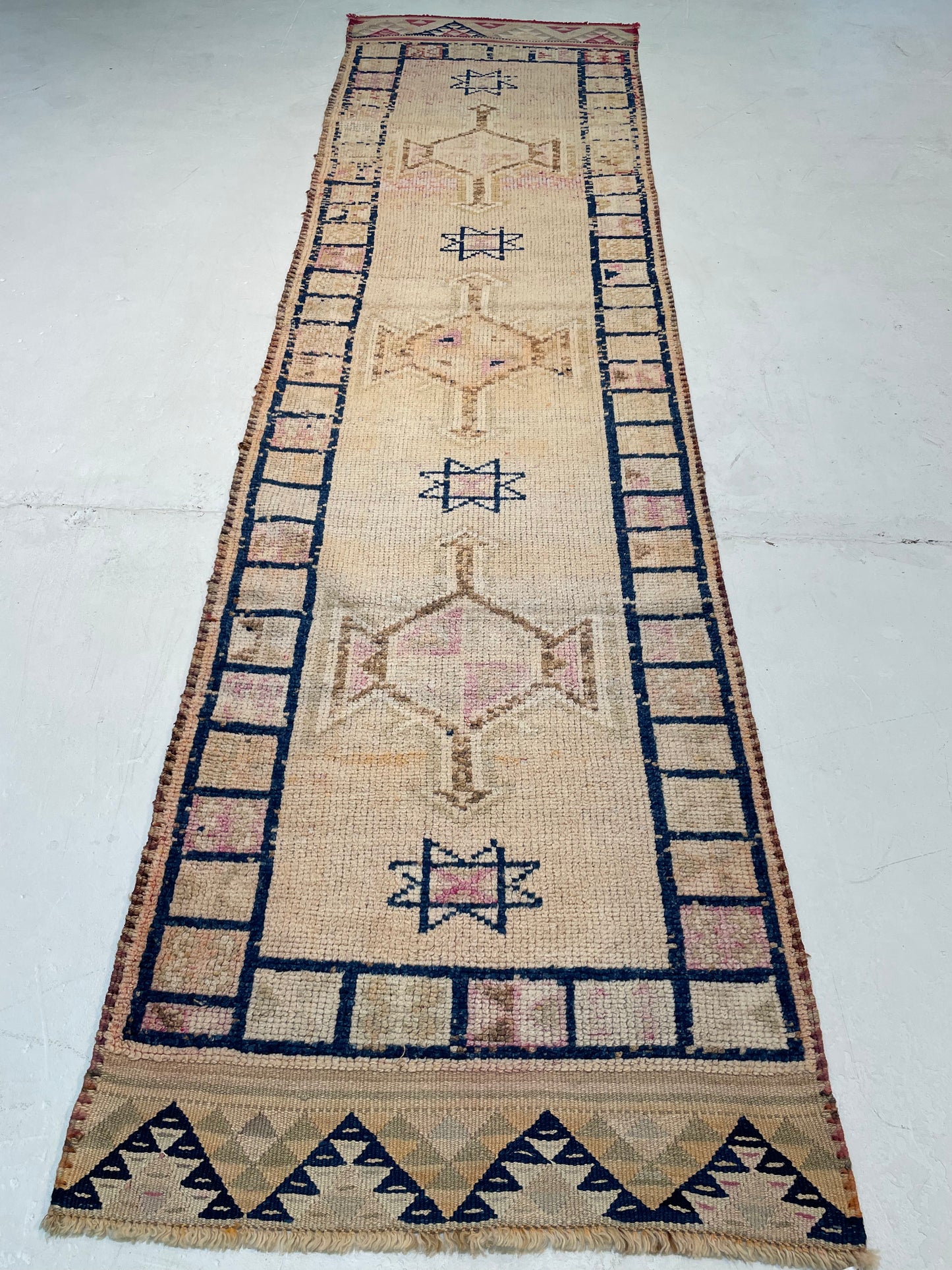Hand-Knotted Wool Gallery Size Turkish Oushak 3' x 11'4"