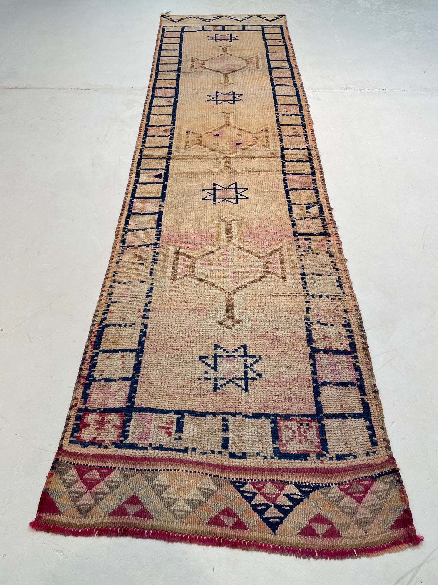 Hand-Knotted Wool Gallery Size Turkish Oushak 3' x 11'4"