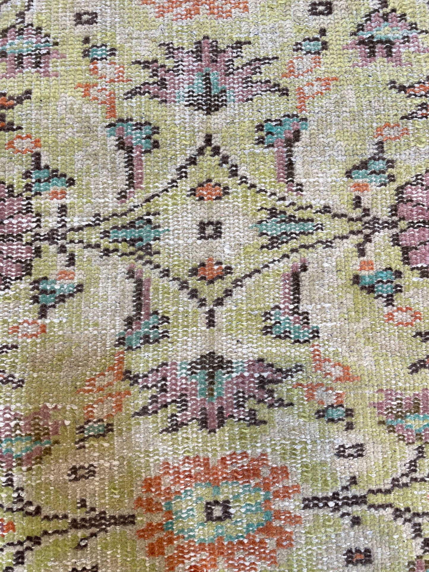 Hand-Knotted Wool Runner Turkish Oushak 2'7" x 9'10"
