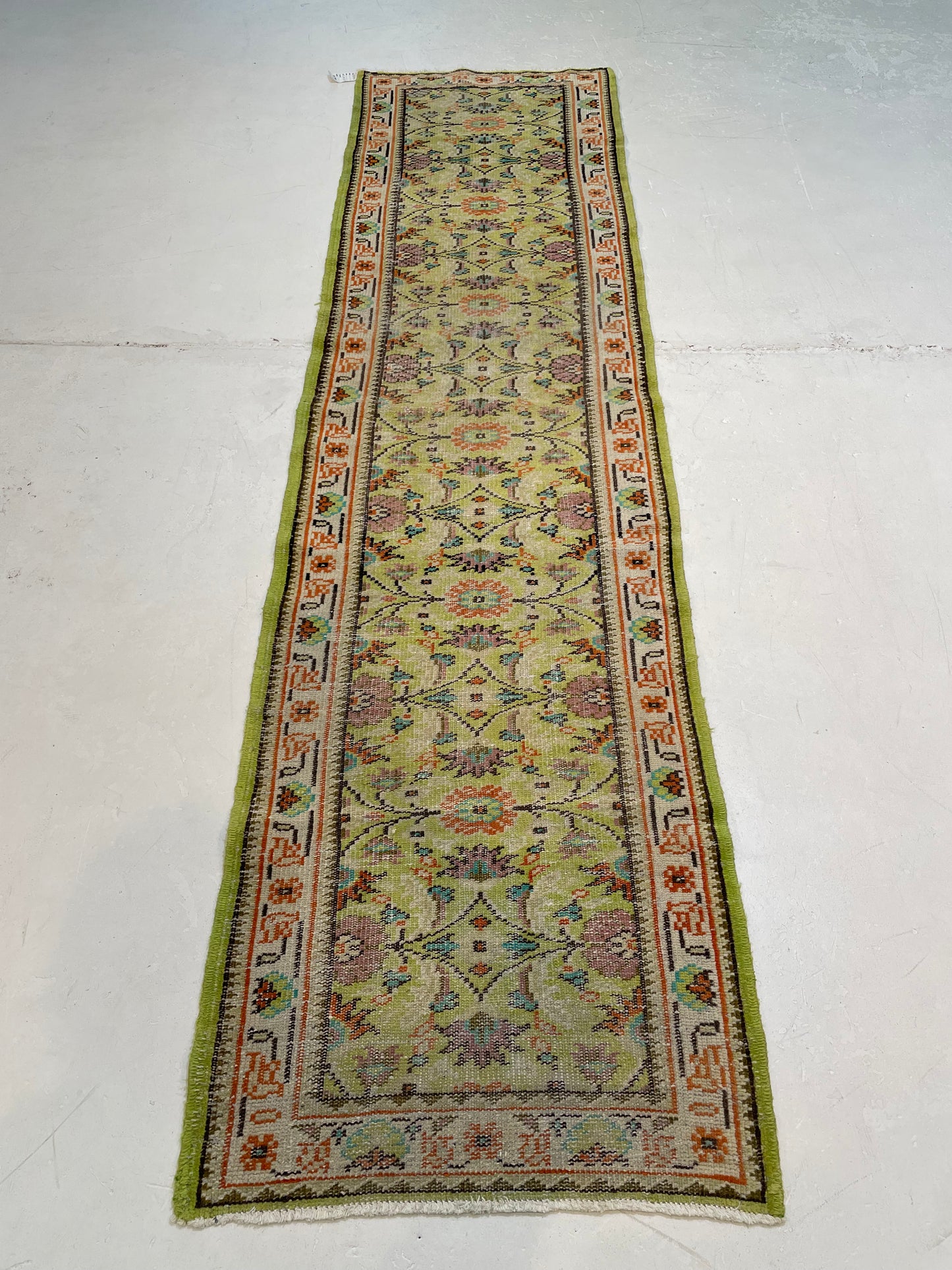 Hand-Knotted Wool Runner Turkish Oushak 2'7" x 9'10"