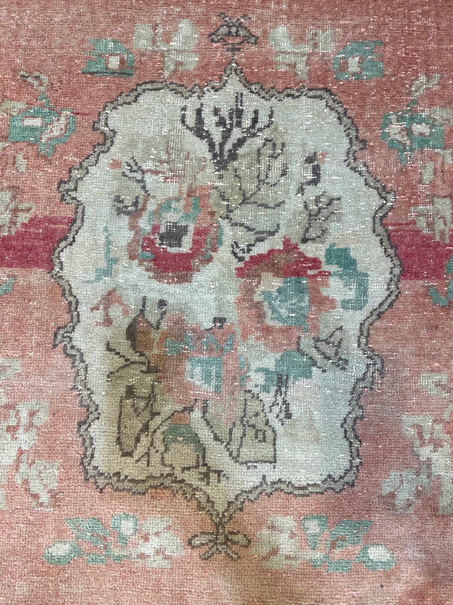Hand-Knotted Wool Runner Turkish Oushak 3'1" x 8'9"