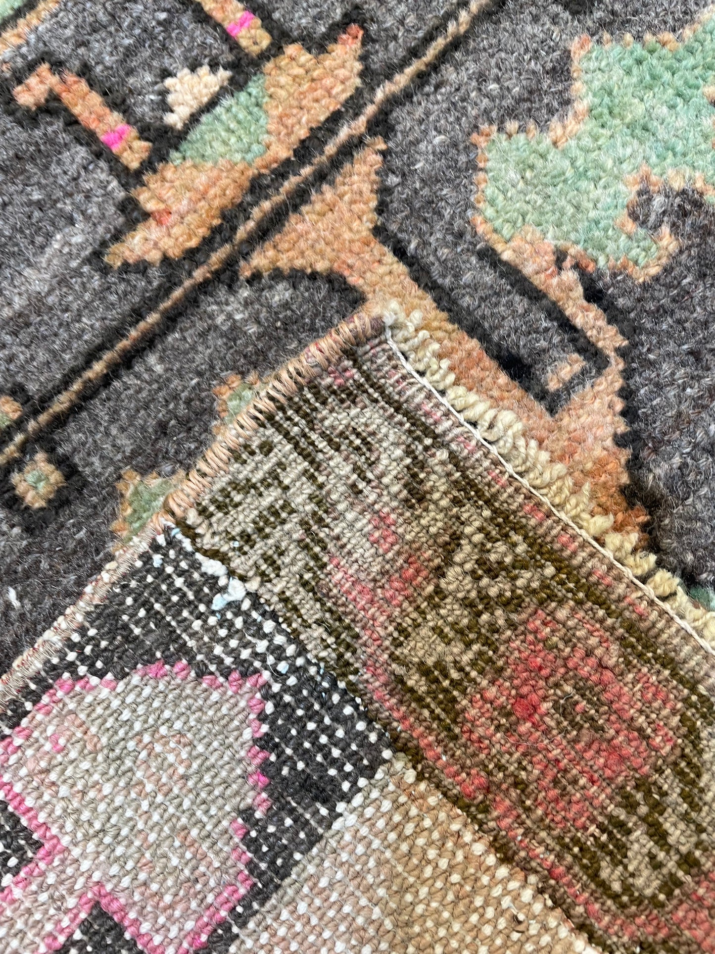 Hand-Knotted Wool Runner Turkish Oushak 3'3" x 7'7"