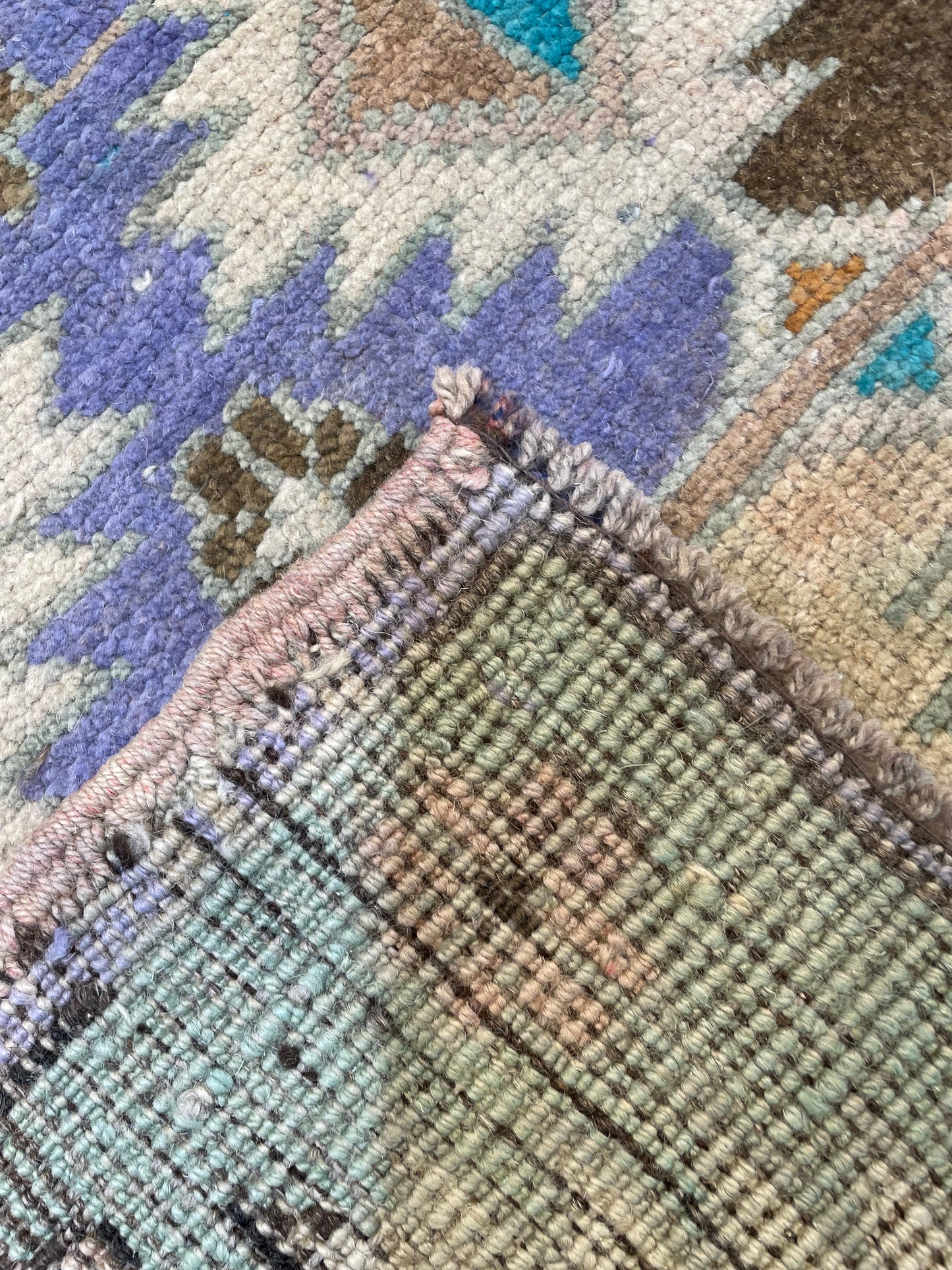 Hand-Knotted Wool Runner Turkish Oushak 2'7" x 10'1"
