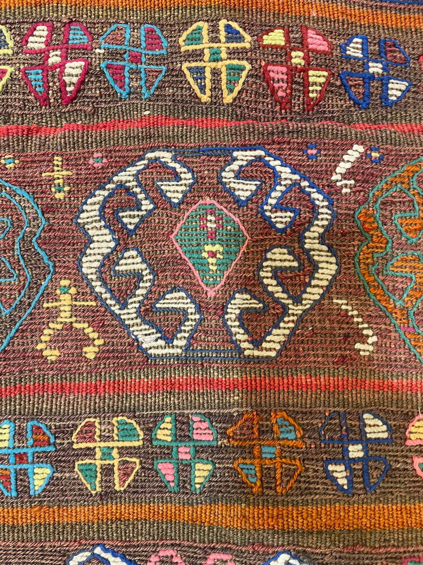 Hand-Knotted Wool Runner Turkish Oushak 2' x 8'