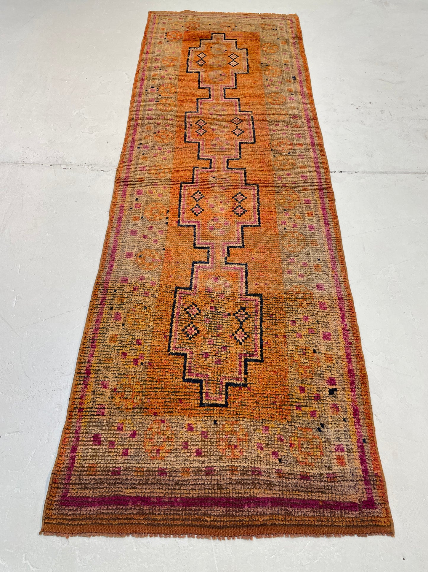 Hand-Knotted Wool Runner Turkish Oushak 2'11" x 8'11"