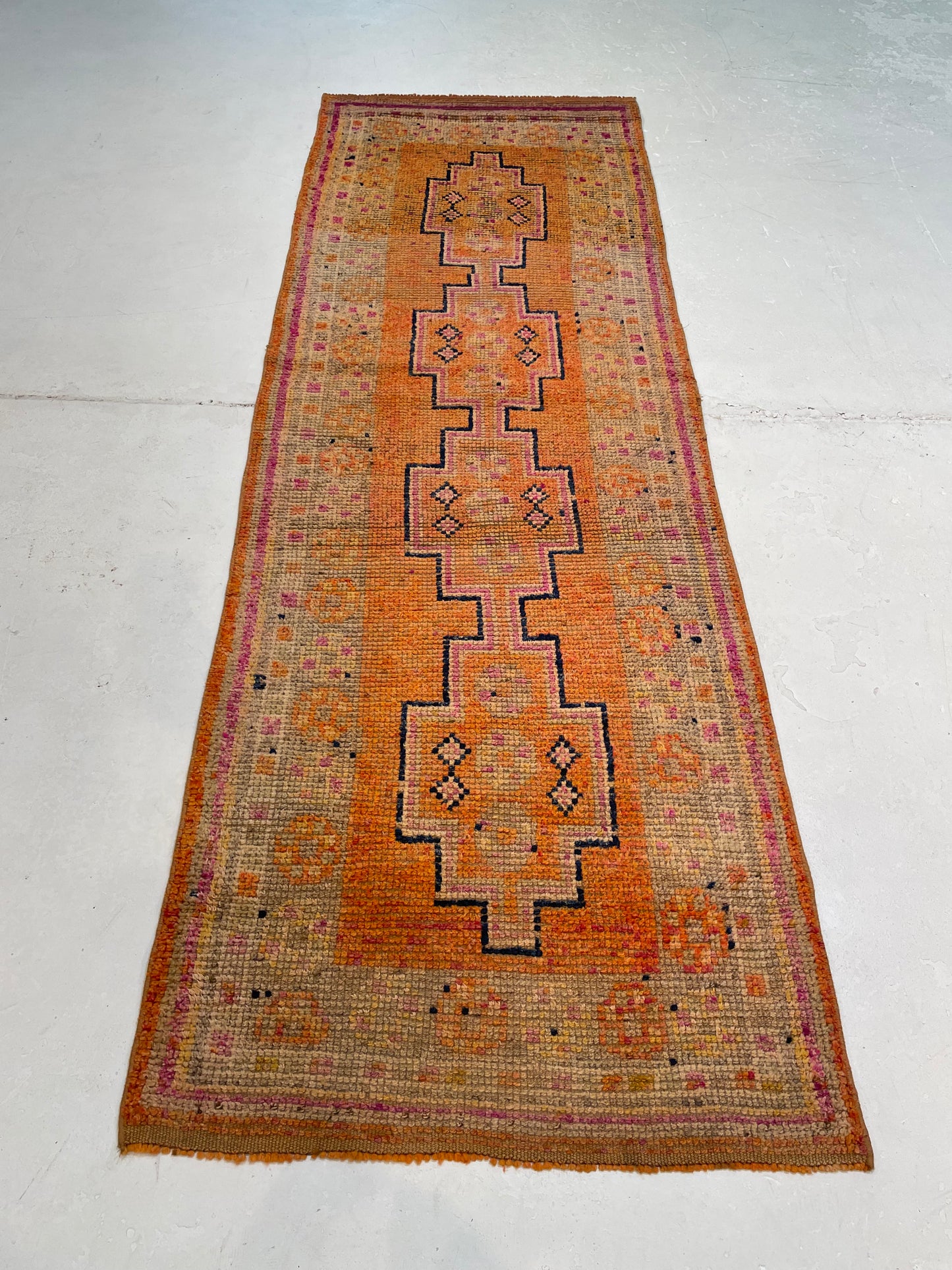 Hand-Knotted Wool Runner Turkish Oushak 2'11" x 8'11"