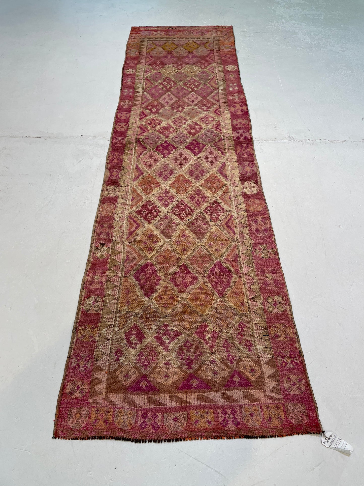 Hand-Knotted Wool Runner Turkish Oushak 2'11" x 10'7"