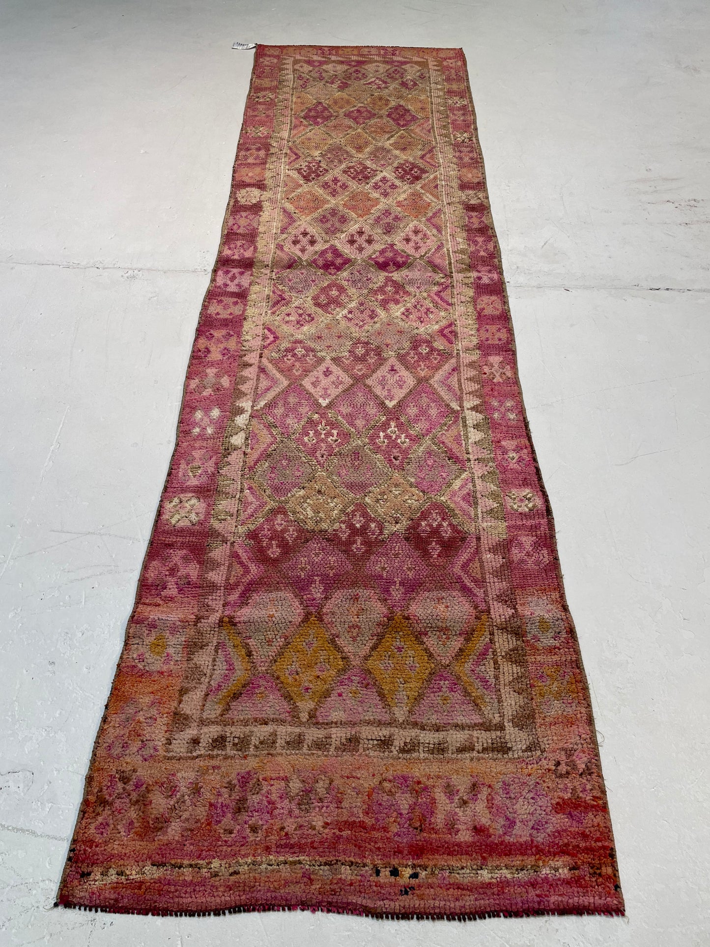 Hand-Knotted Wool Runner Turkish Oushak 2'11" x 10'7"