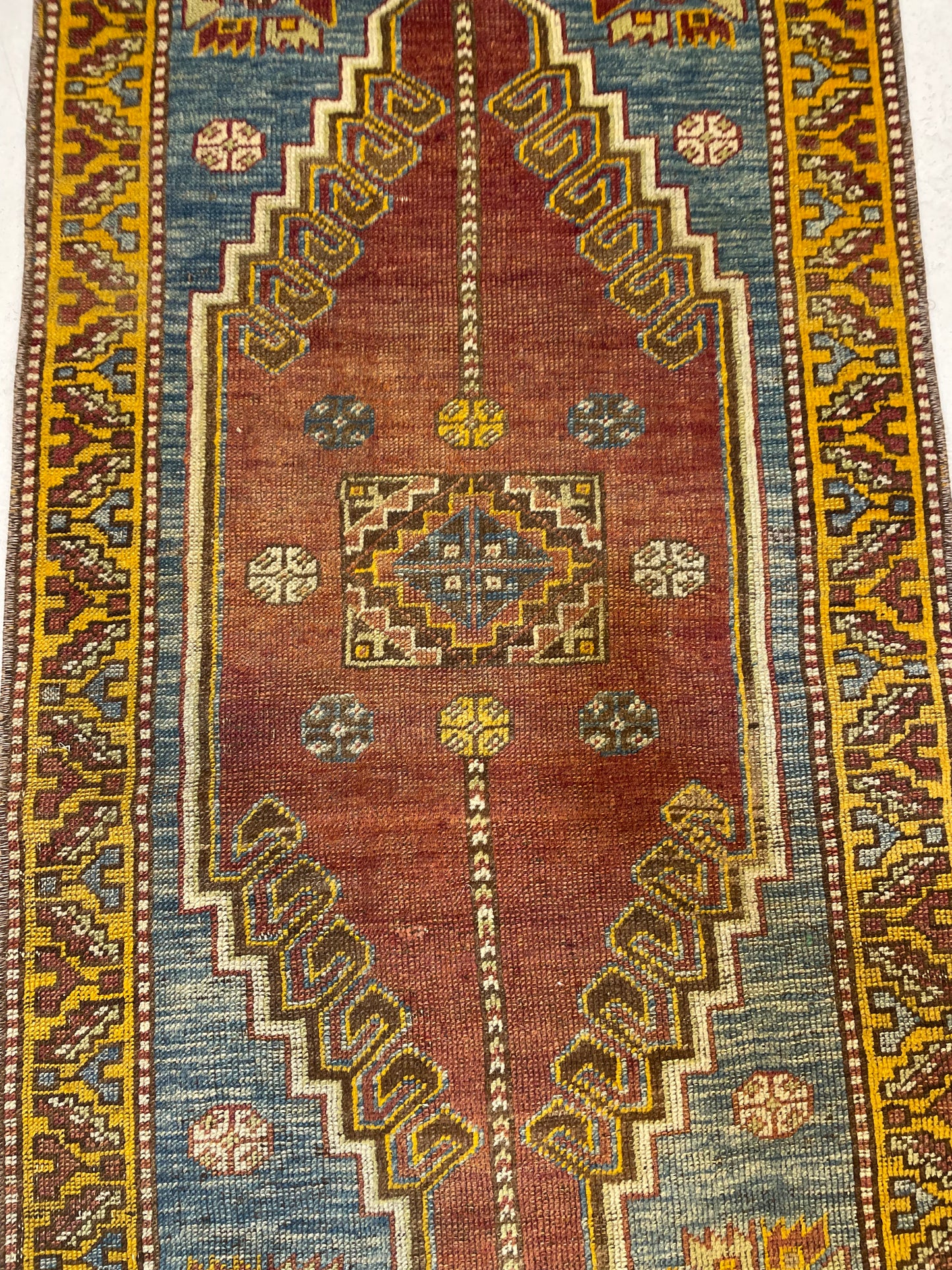 Hand-Knotted Wool Runner Turkish Oushak 2'2" x 11'1"
