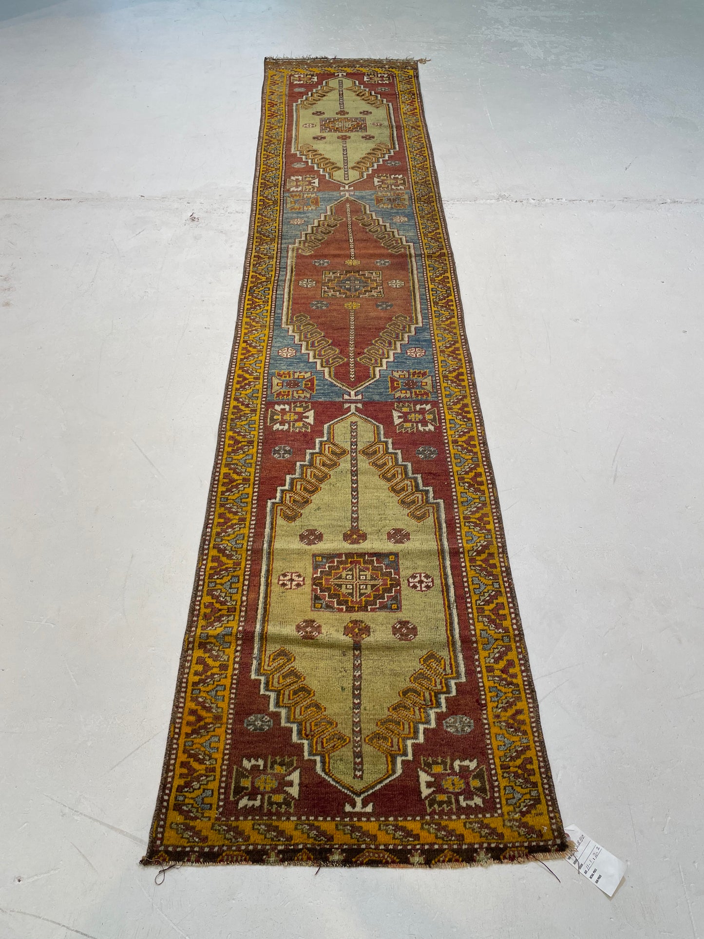 Hand-Knotted Wool Runner Turkish Oushak 2'2" x 11'1"