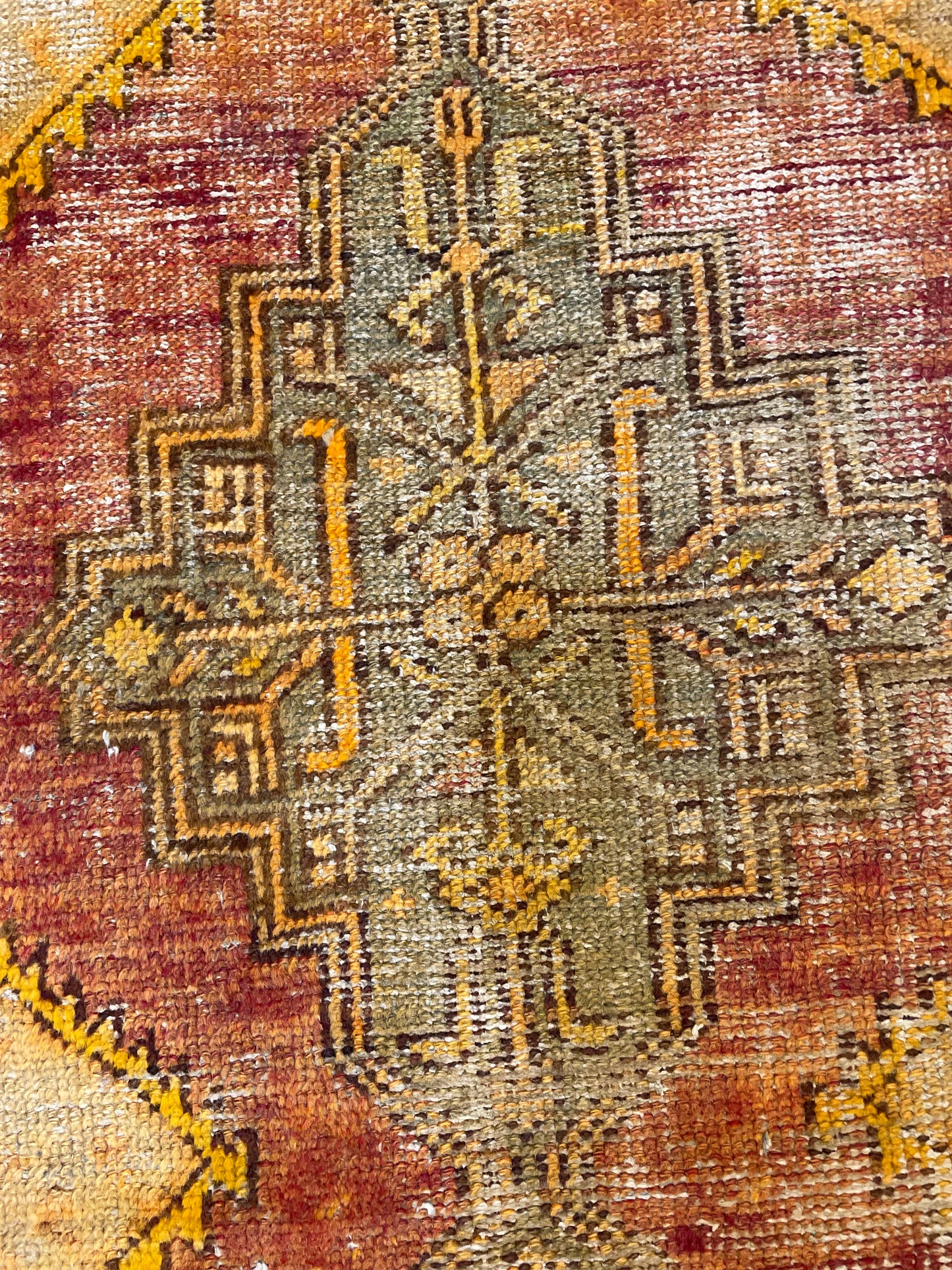 Hand-Knotted Wool Runner Turkish Oushak 3' x 9'2"