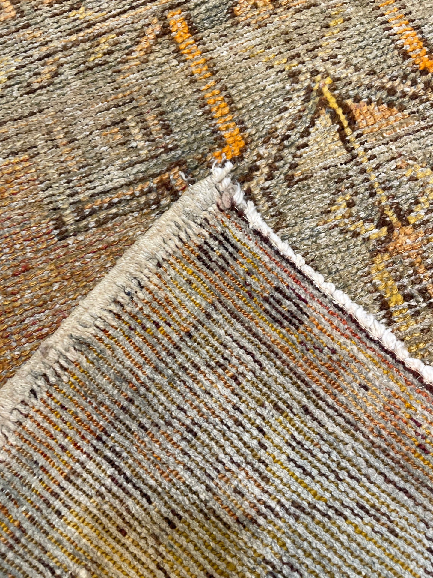 Hand-Knotted Wool Runner Turkish Oushak 3' x 9'2"