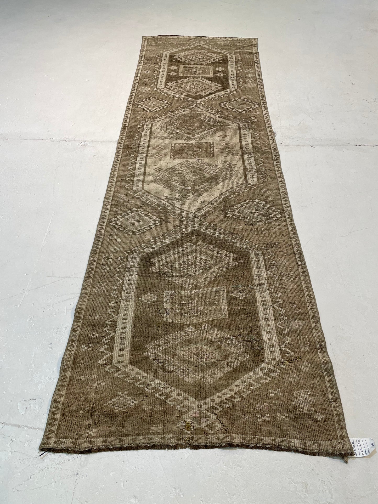 Hand-Knotted Wool Runner Turkish Oushak 2'11" x 9'7"