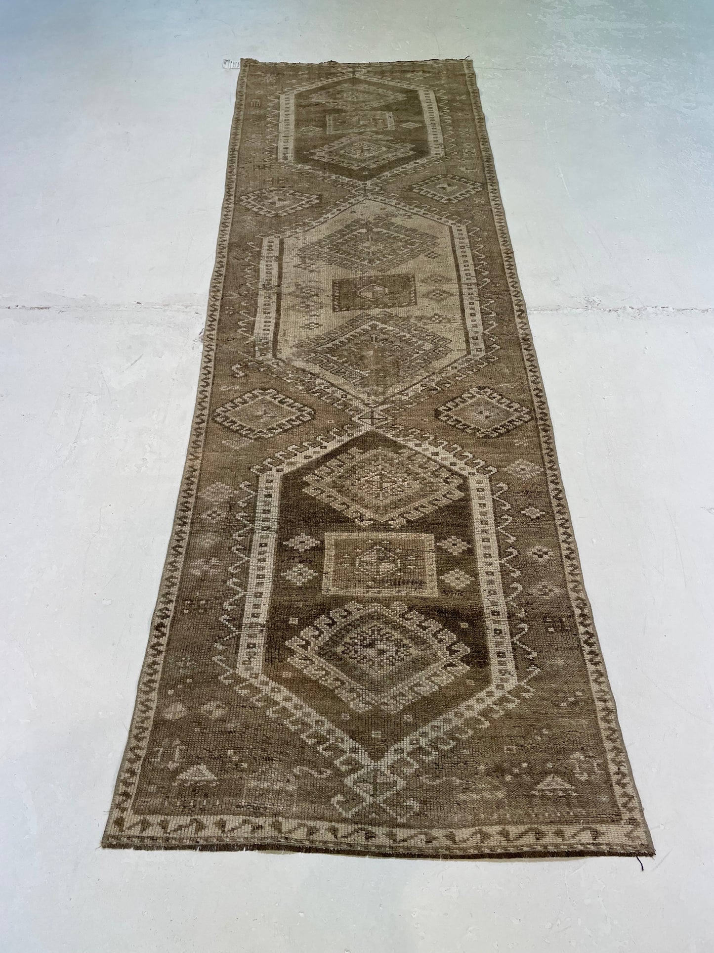 Hand-Knotted Wool Runner Turkish Oushak 2'11" x 9'7"