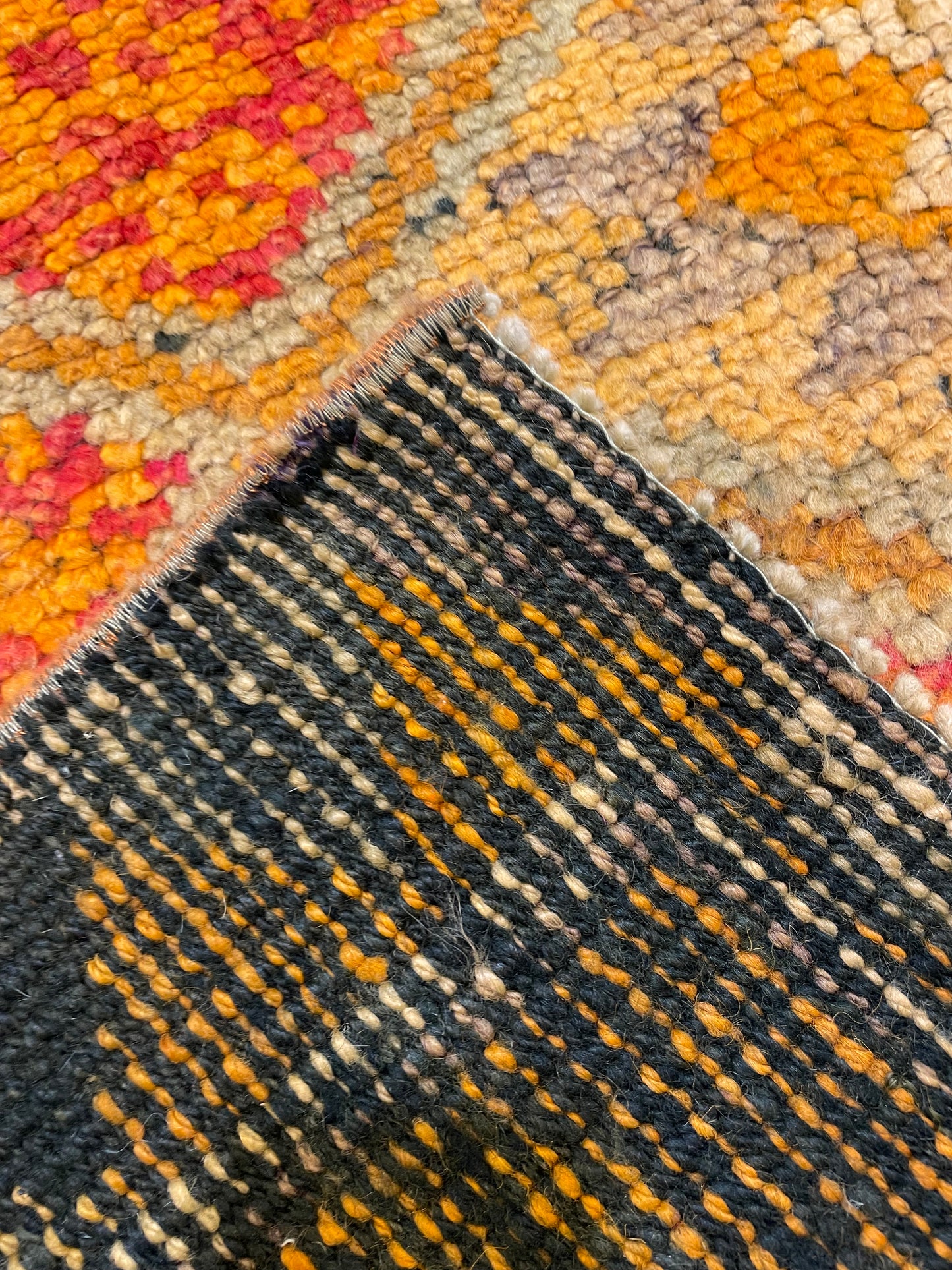 Hand-Knotted Wool Runner Turkish Oushak 3'2" x 10'5"