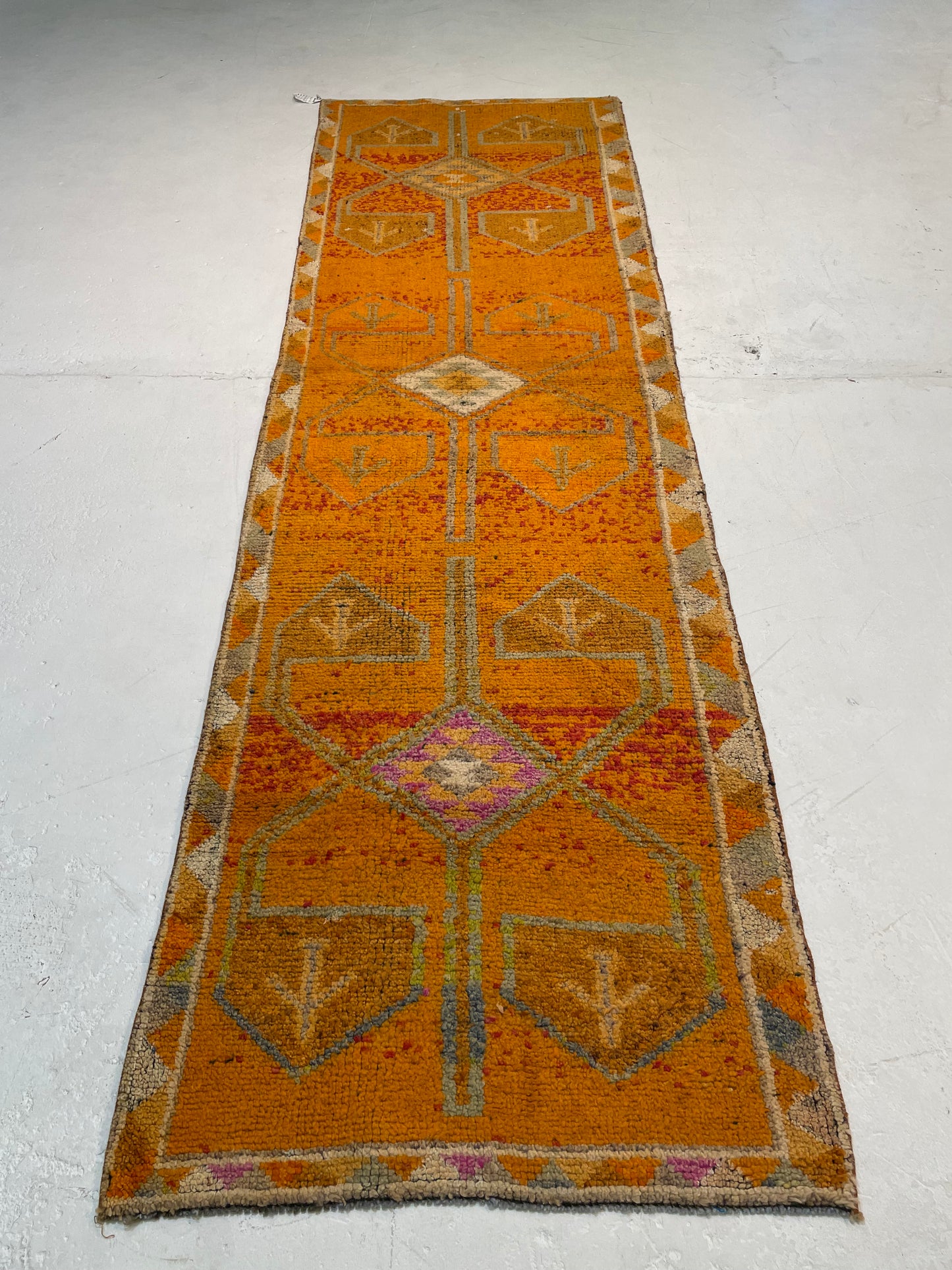 Hand-Knotted Wool Runner Turkish Oushak 3'2" x 10'5"