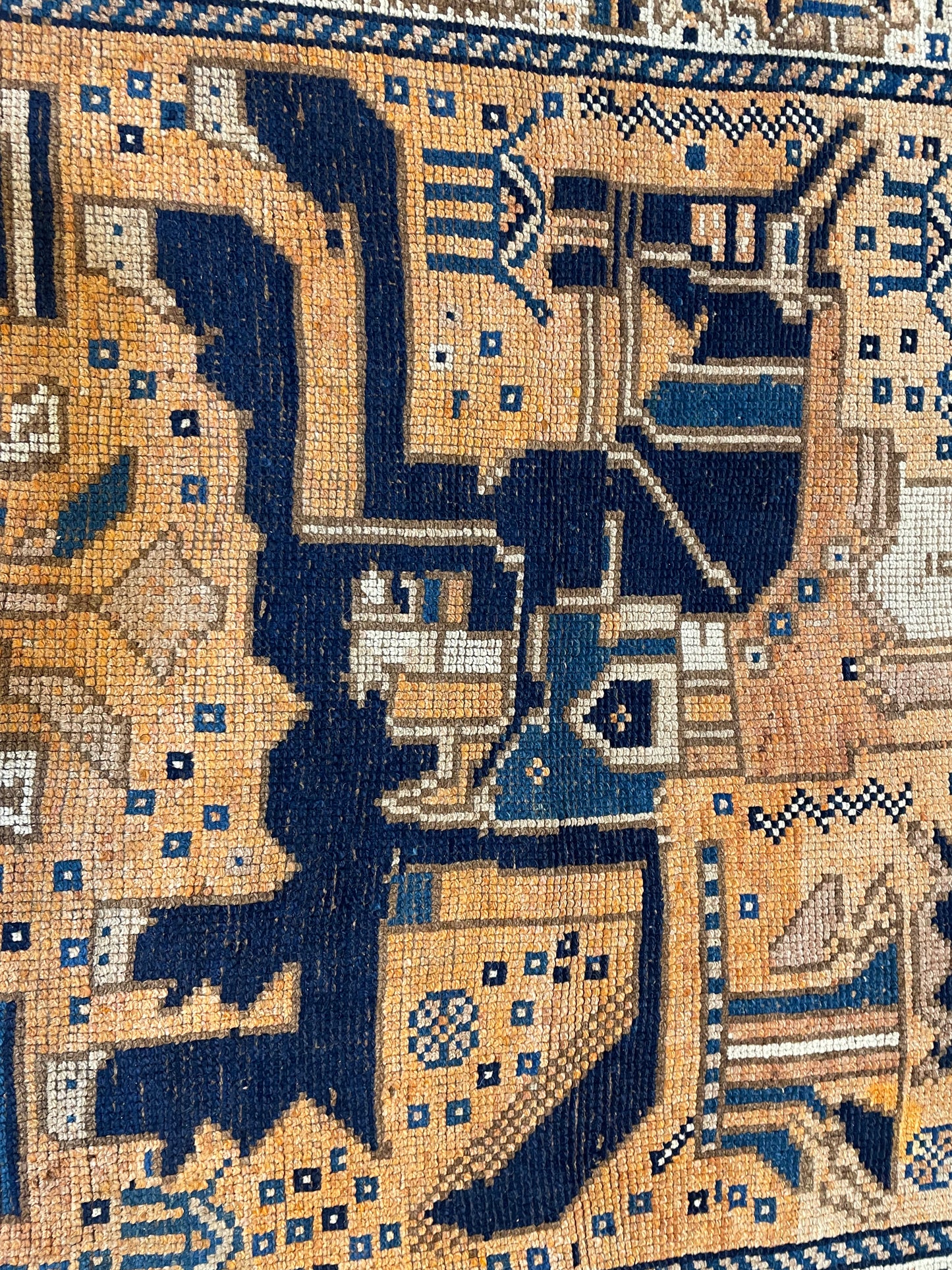Hand-Knotted Wool Runner Turkish Oushak 3'10" x 10'1"