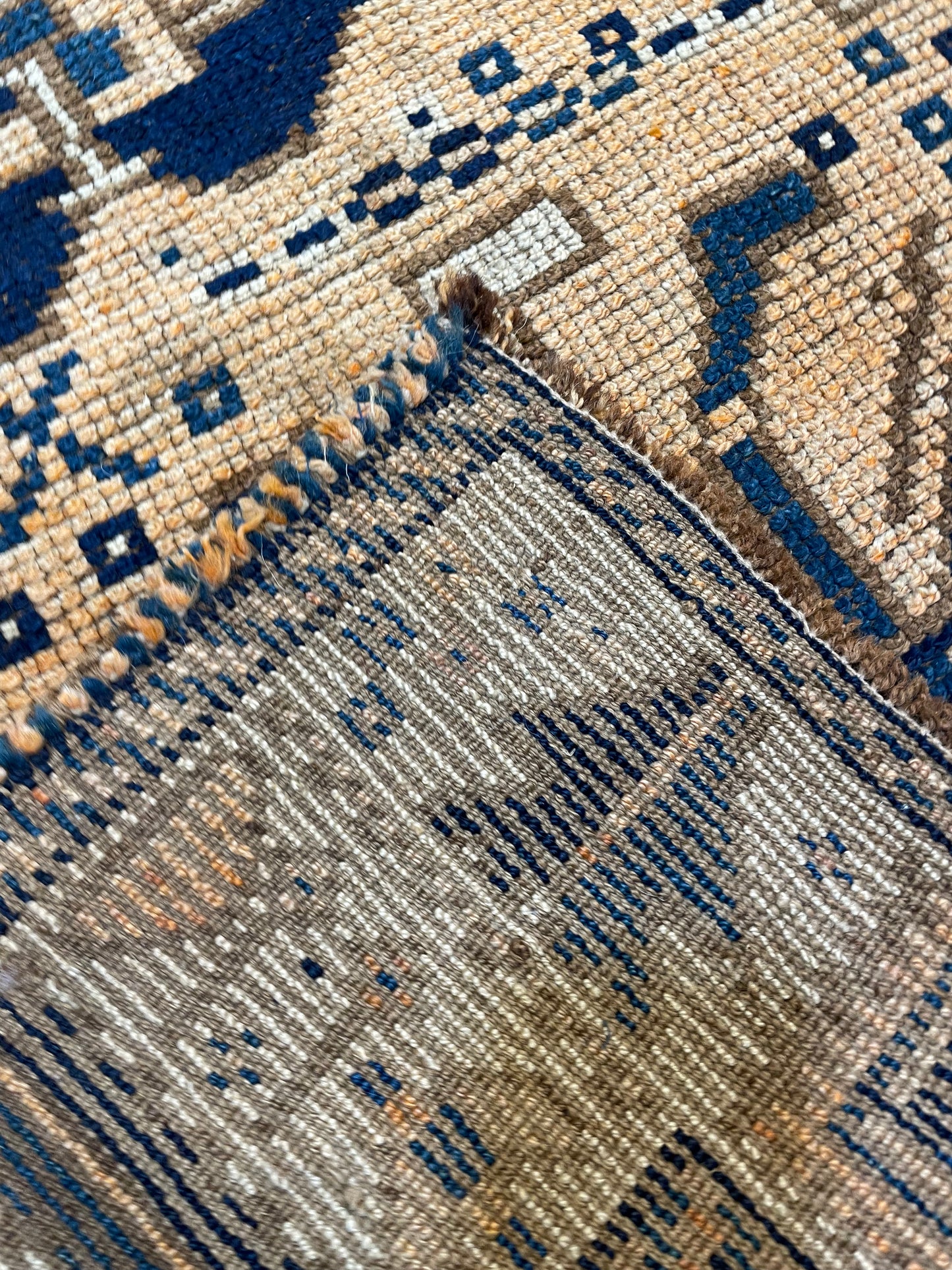 Hand-Knotted Wool Runner Turkish Oushak 3'10" x 10'1"