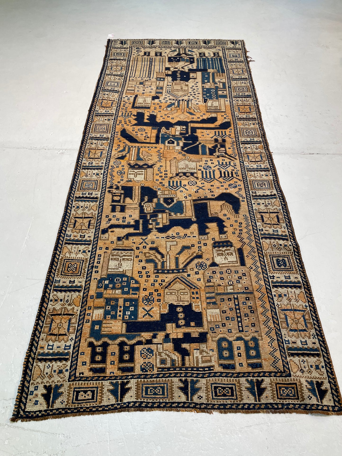 Hand-Knotted Wool Runner Turkish Oushak 3'10" x 10'1"