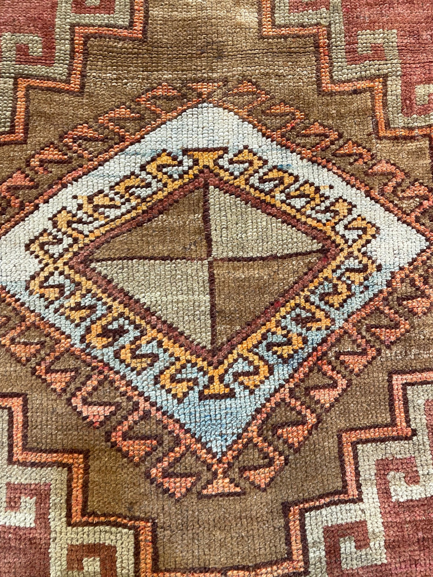Hand-Knotted Wool Runner Turkish Oushak 3'9" x 10'3"