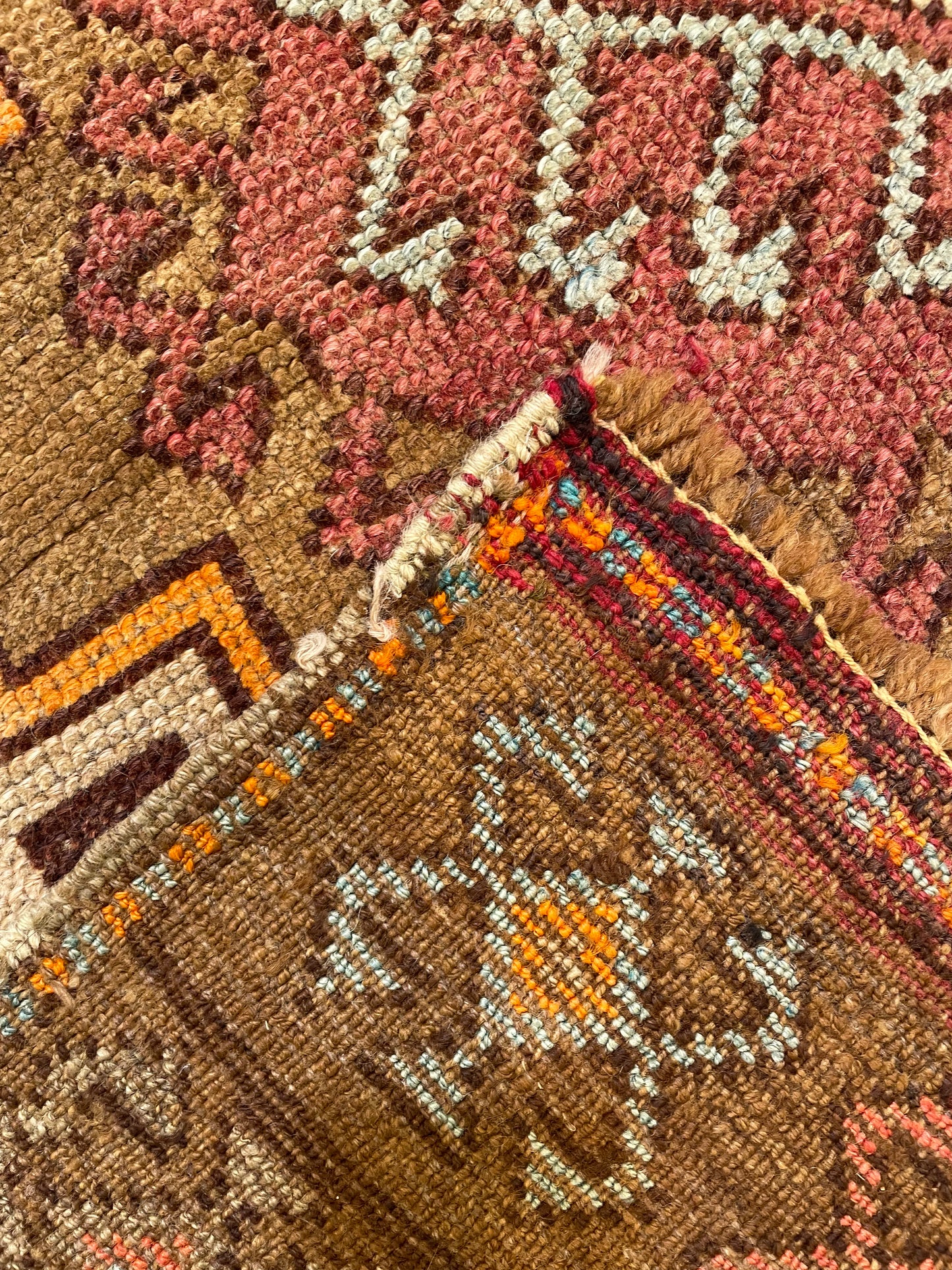 Hand-Knotted Wool Runner Turkish Oushak 3'9" x 10'3"